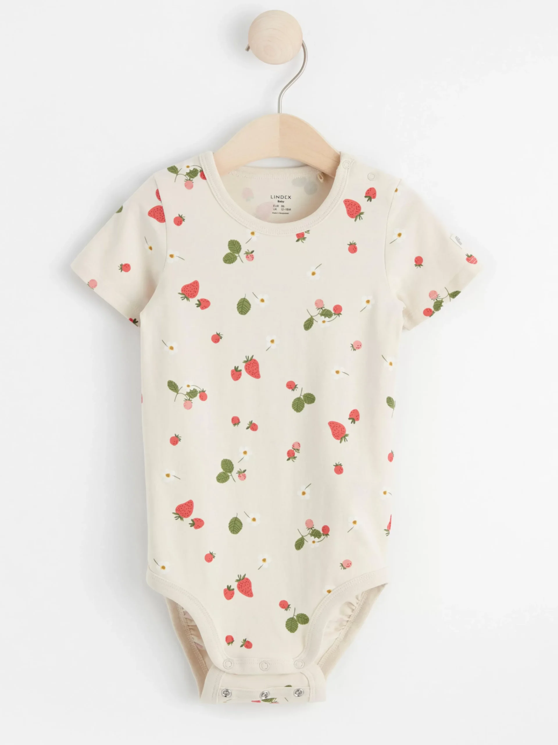 Bodies>Lindex Kortarmad Body Med Jordgubbar Light Beige