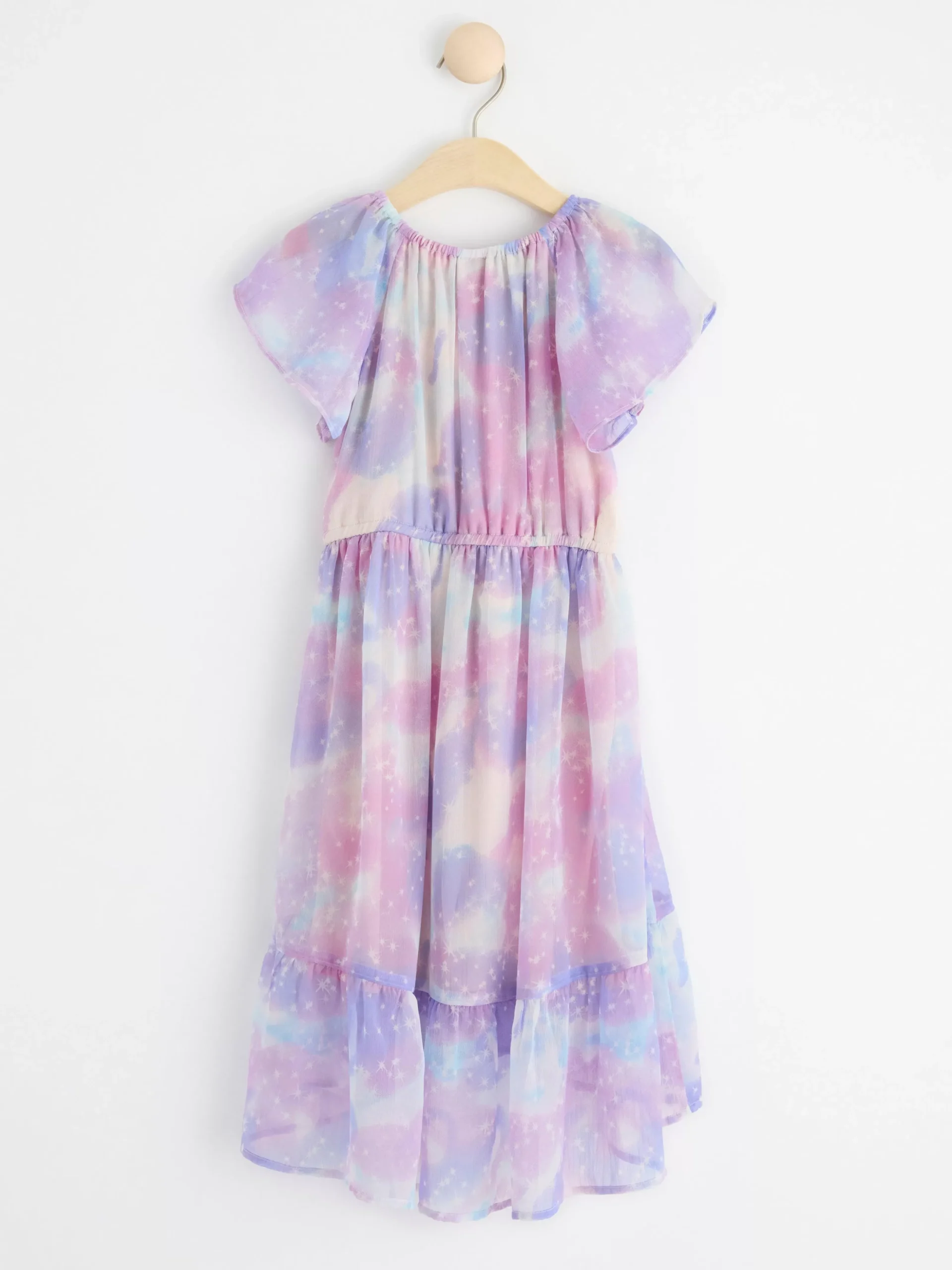 Klänningar>Lindex Kortarmad Chiffongklanning Som Ar Langre Baktill An Framtill Light Dusty Pink