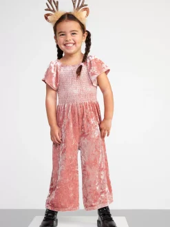 Jumpsuits>Lindex Kortarmad Jumpsuit I Sammet Dusty Pink