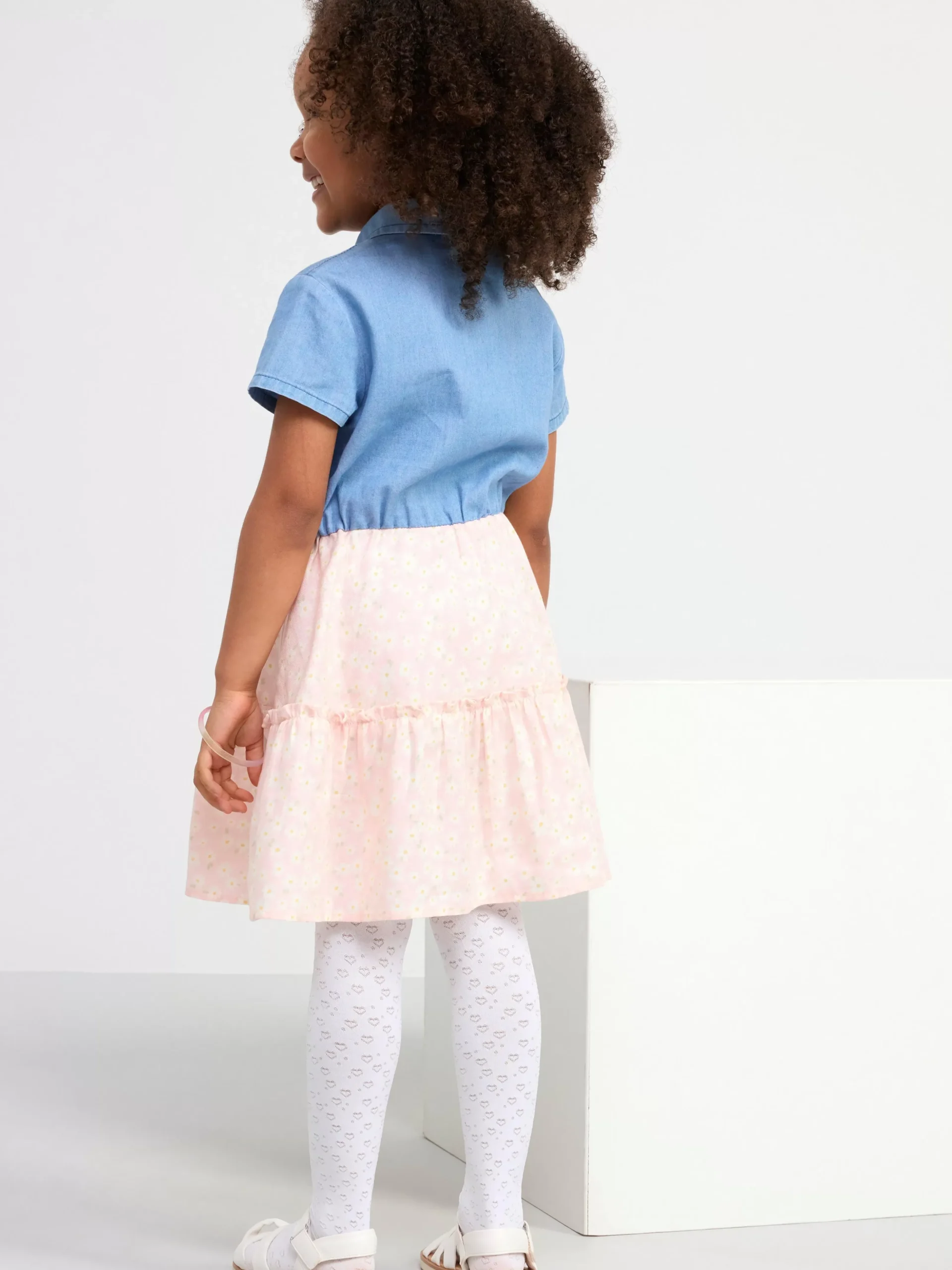 Klänningar>Lindex Kortarmad Klanning I Denim Light Dusty Pink