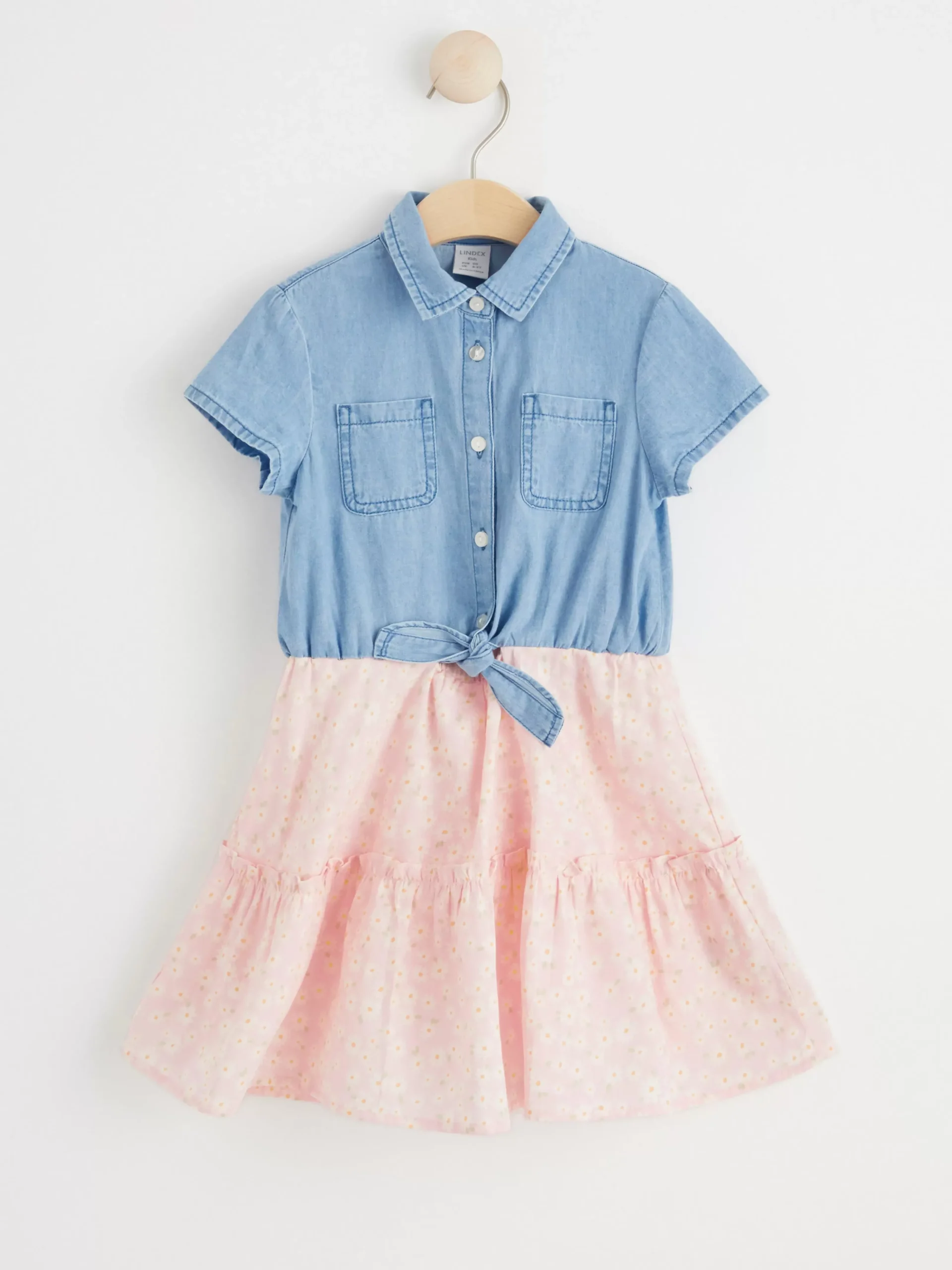 Klänningar>Lindex Kortarmad Klanning I Denim Light Dusty Pink