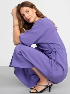 Klänningar>Lindex Kortarmad Klanning I Omlottdesign Strong Lilac