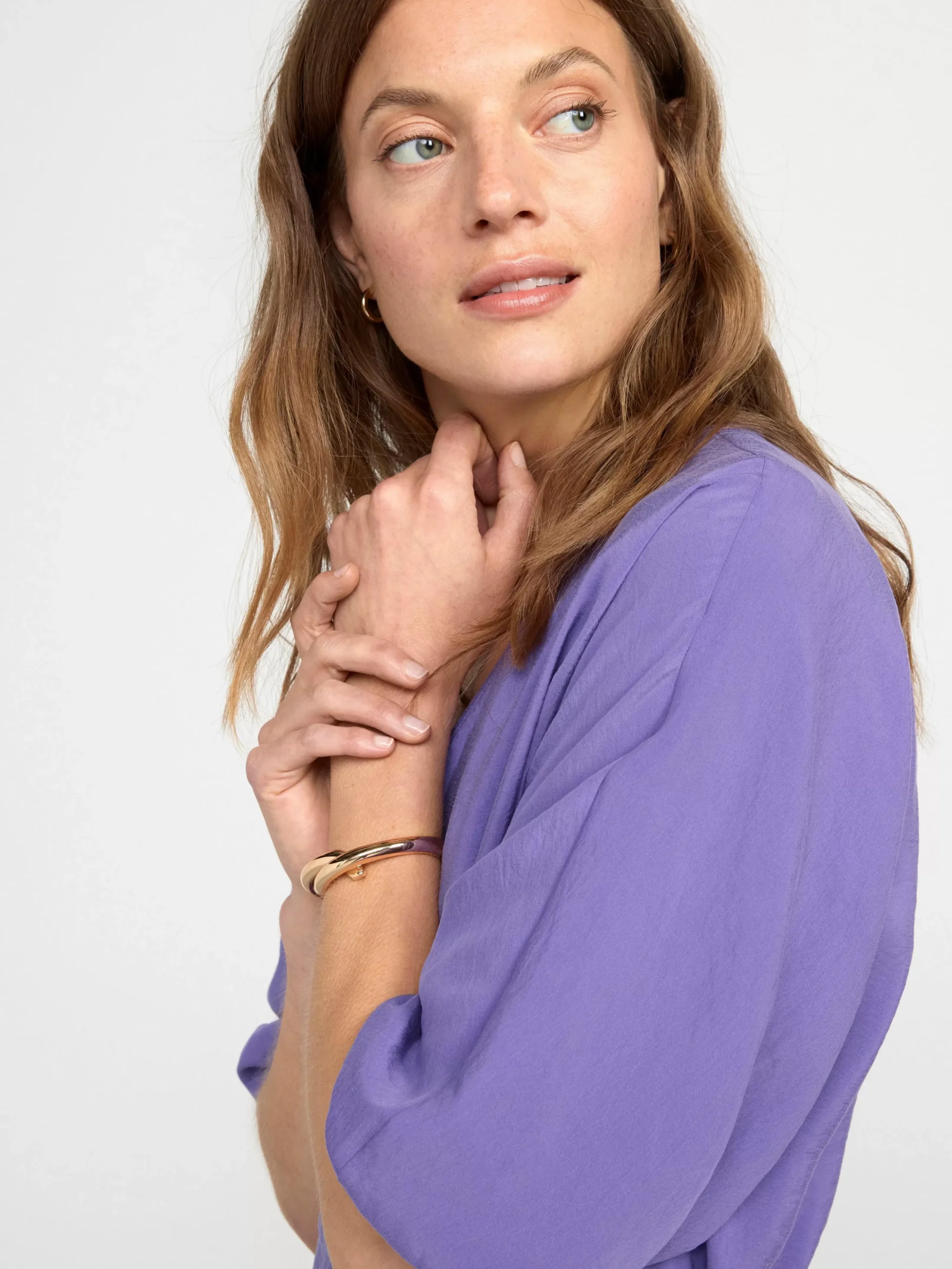 Klänningar>Lindex Kortarmad Klanning I Omlottdesign Strong Lilac