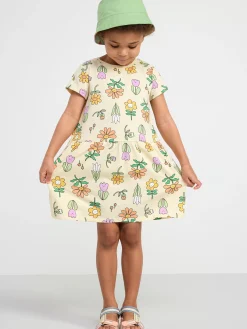 Klänningar>Lindex Kortarmad Klanning Med Blommor Light Yellow