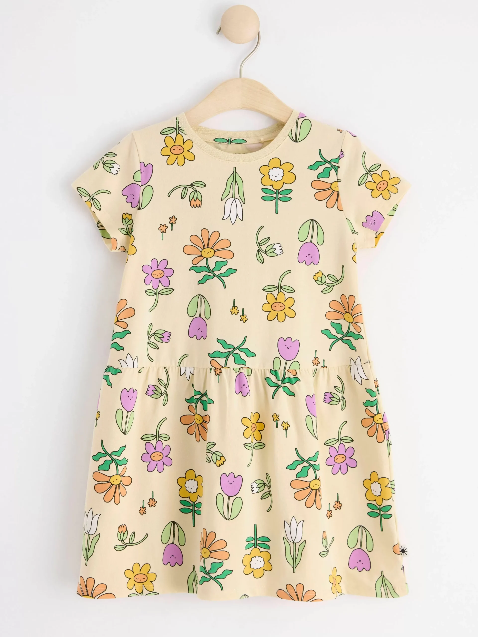 Klänningar>Lindex Kortarmad Klanning Med Blommor Light Yellow