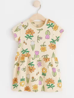 Klänningar>Lindex Kortarmad Klanning Med Blommor Light Yellow
