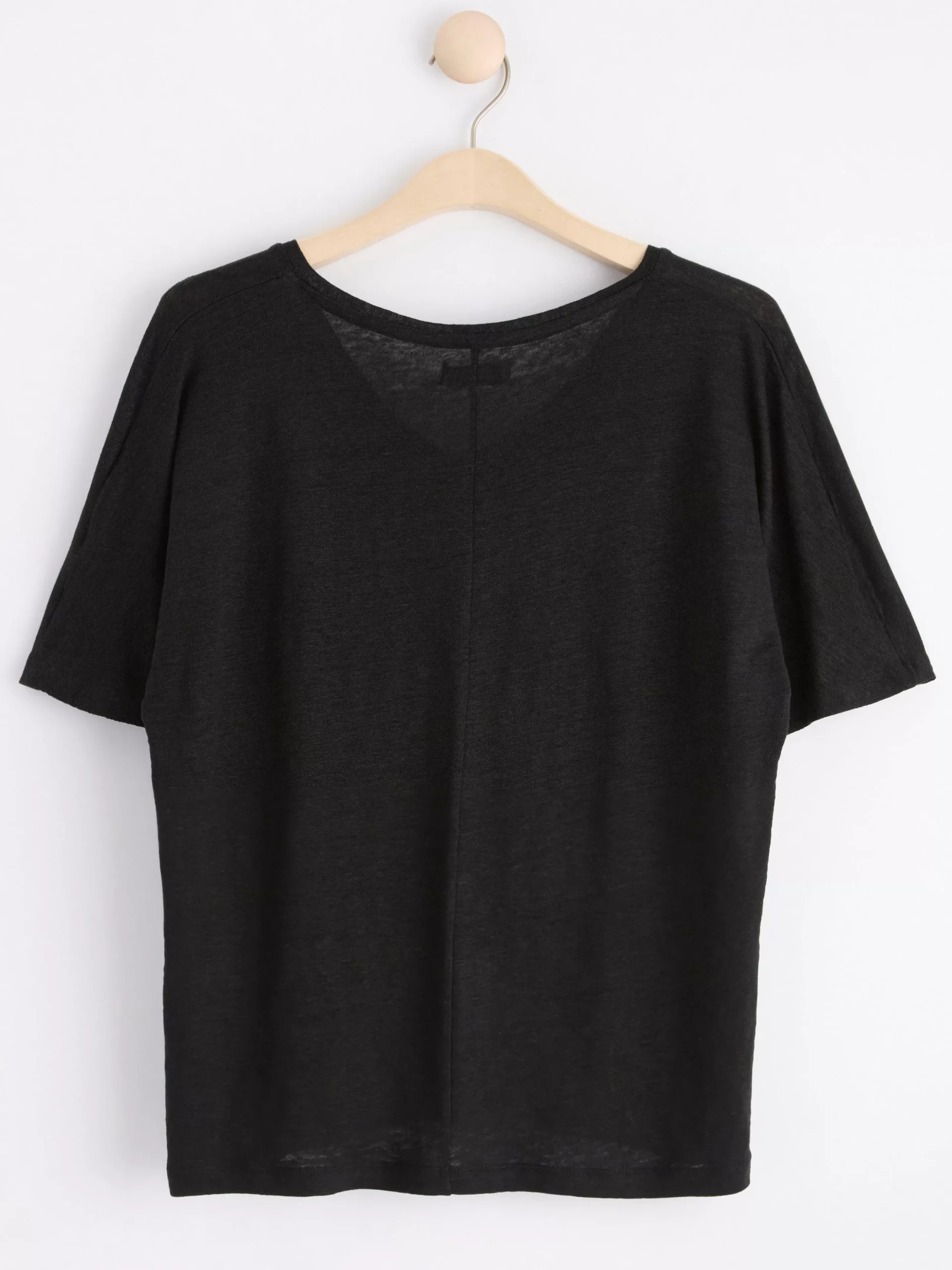 Toppar & T-Shirts>Lindex Kortarmad Linnetopp Med V‑Ringning Black