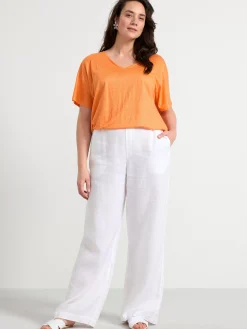 Toppar & T-Shirts>Lindex Kortarmad Linnetopp Med V‑Ringning Light Orange