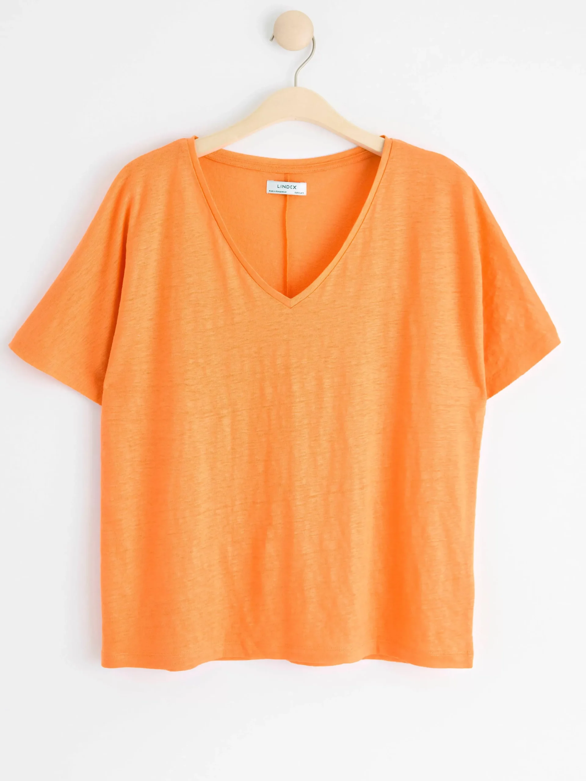 Toppar & T-Shirts>Lindex Kortarmad Linnetopp Med V‑Ringning Light Orange