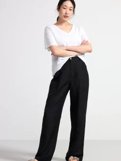 Toppar & T-Shirts>Lindex Kortarmad Linnetopp Med V‑Ringning White