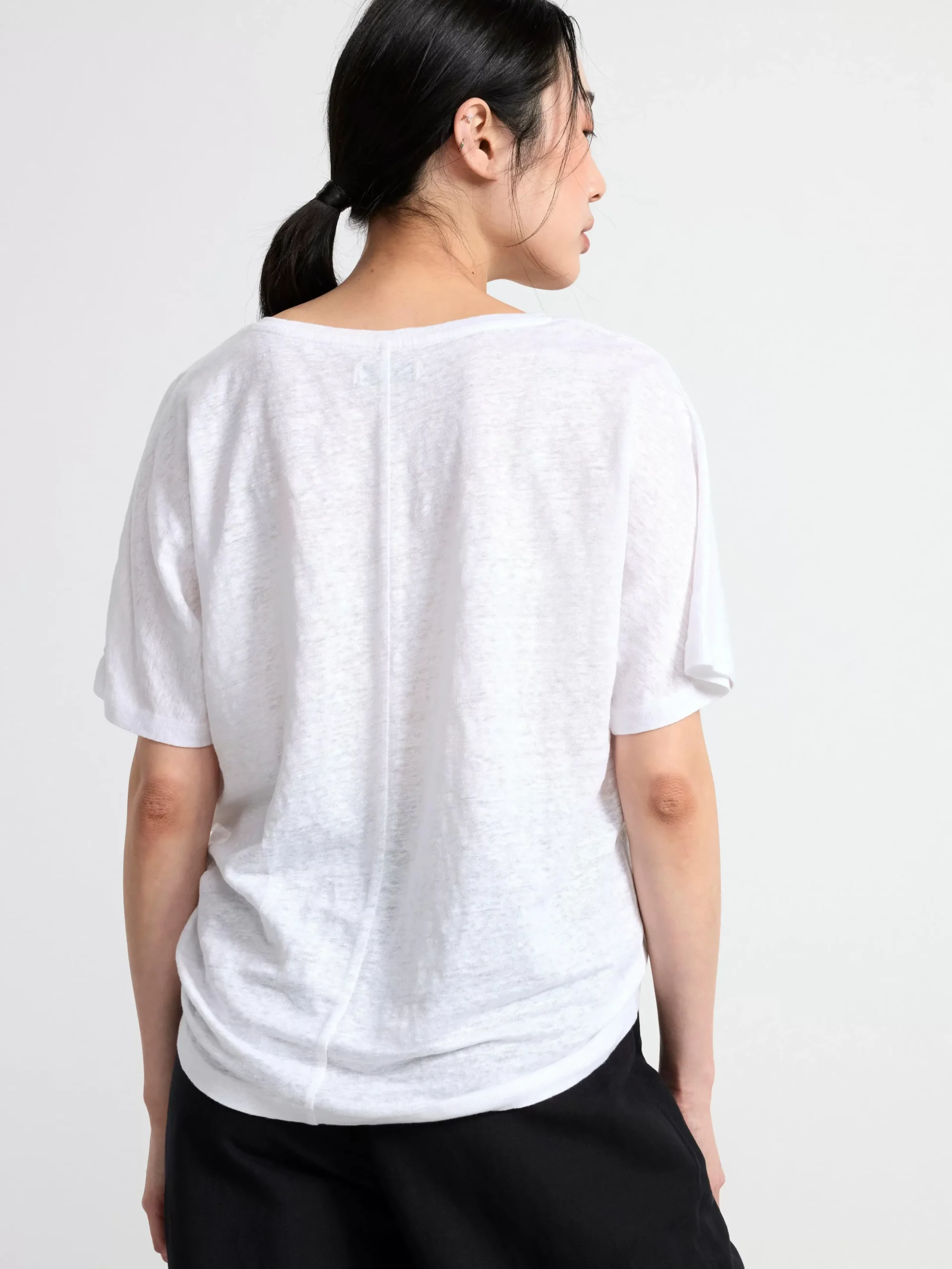 Toppar & T-Shirts>Lindex Kortarmad Linnetopp Med V‑Ringning White