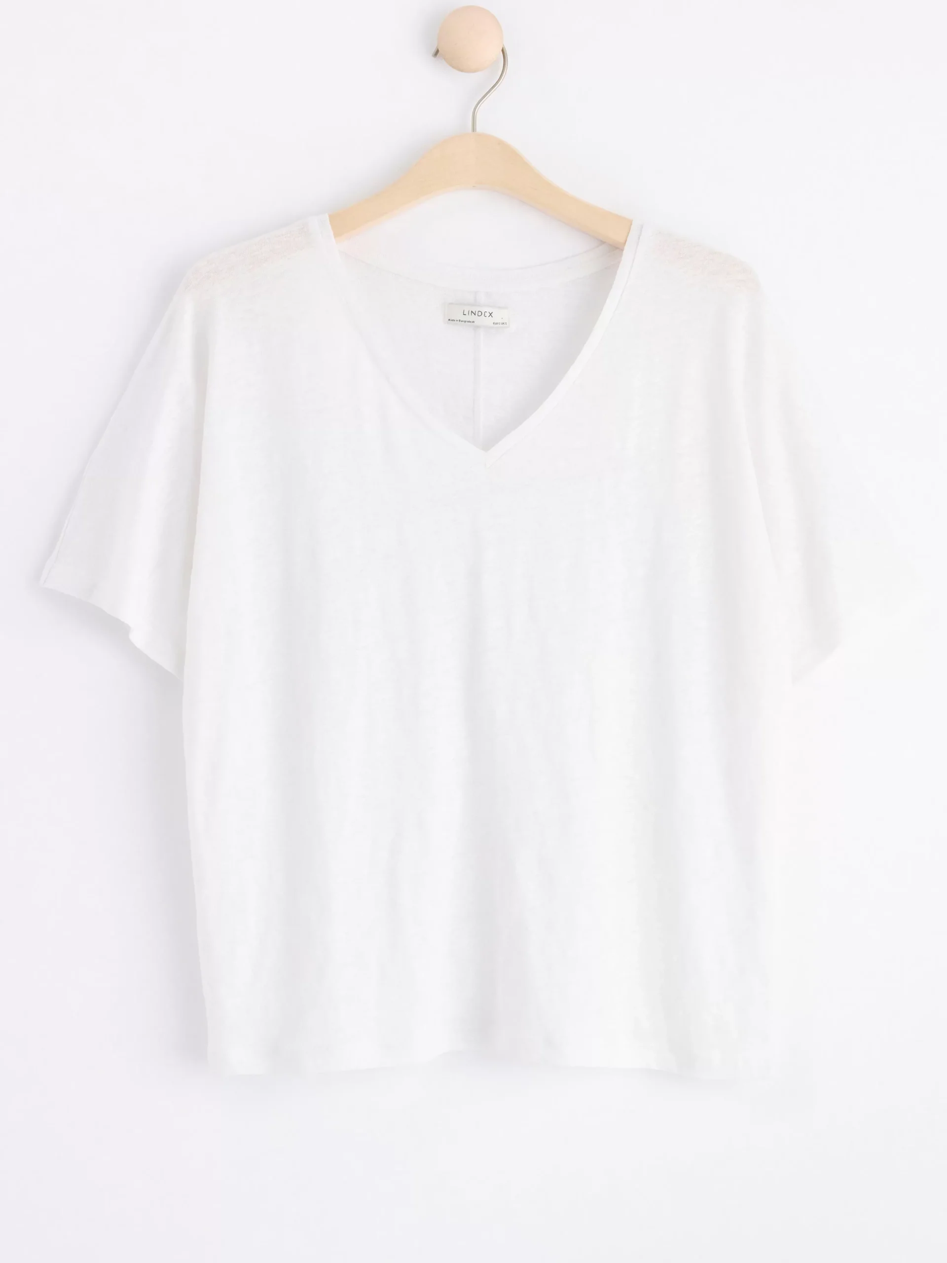 Toppar & T-Shirts>Lindex Kortarmad Linnetopp Med V‑Ringning White