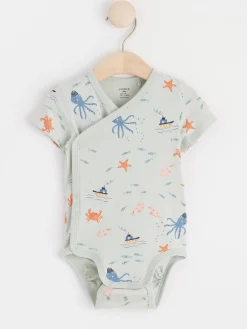 Bodies>Lindex Kortarmad Omlottbody Med Havsvarelser Light Aqua