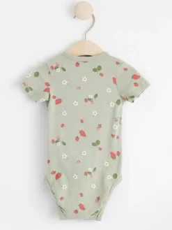 Bodies>Lindex Kortarmad Omlottbody Med Jordgubbar Dusty Green