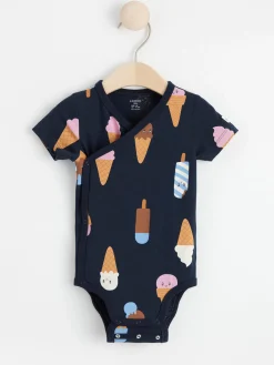 Bodies>Lindex Kortarmad Omlottbody Med Glassar Dark Navy