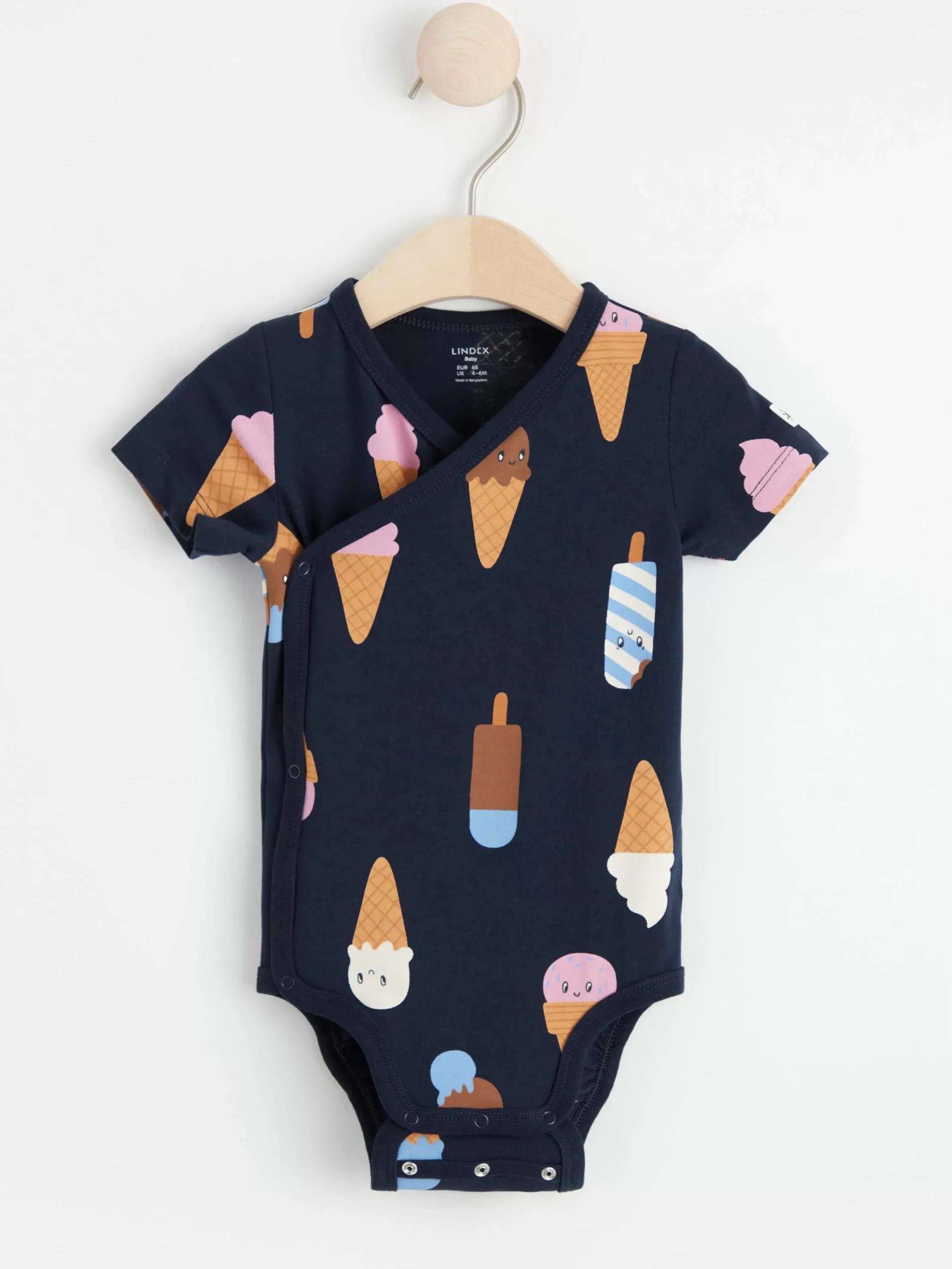 Bodies>Lindex Kortarmad Omlottbody Med Glassar Dark Navy