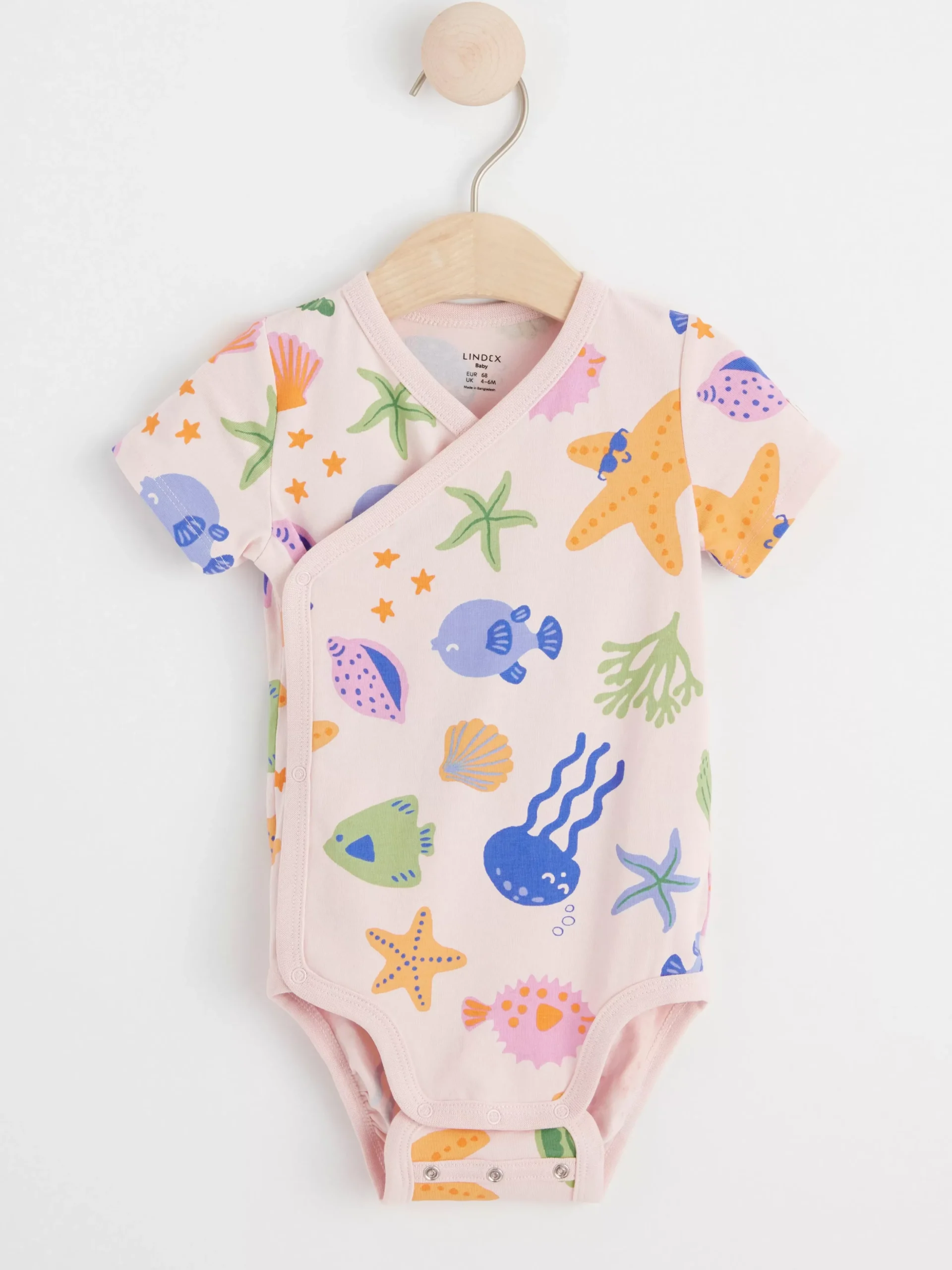 Bodies>Lindex Kortarmad Omlottbody Med Havsdjur Light Pink