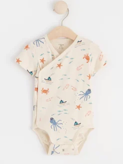 Bodies>Lindex Kortarmad Omlottbody Med Havsvarelser Light Beige