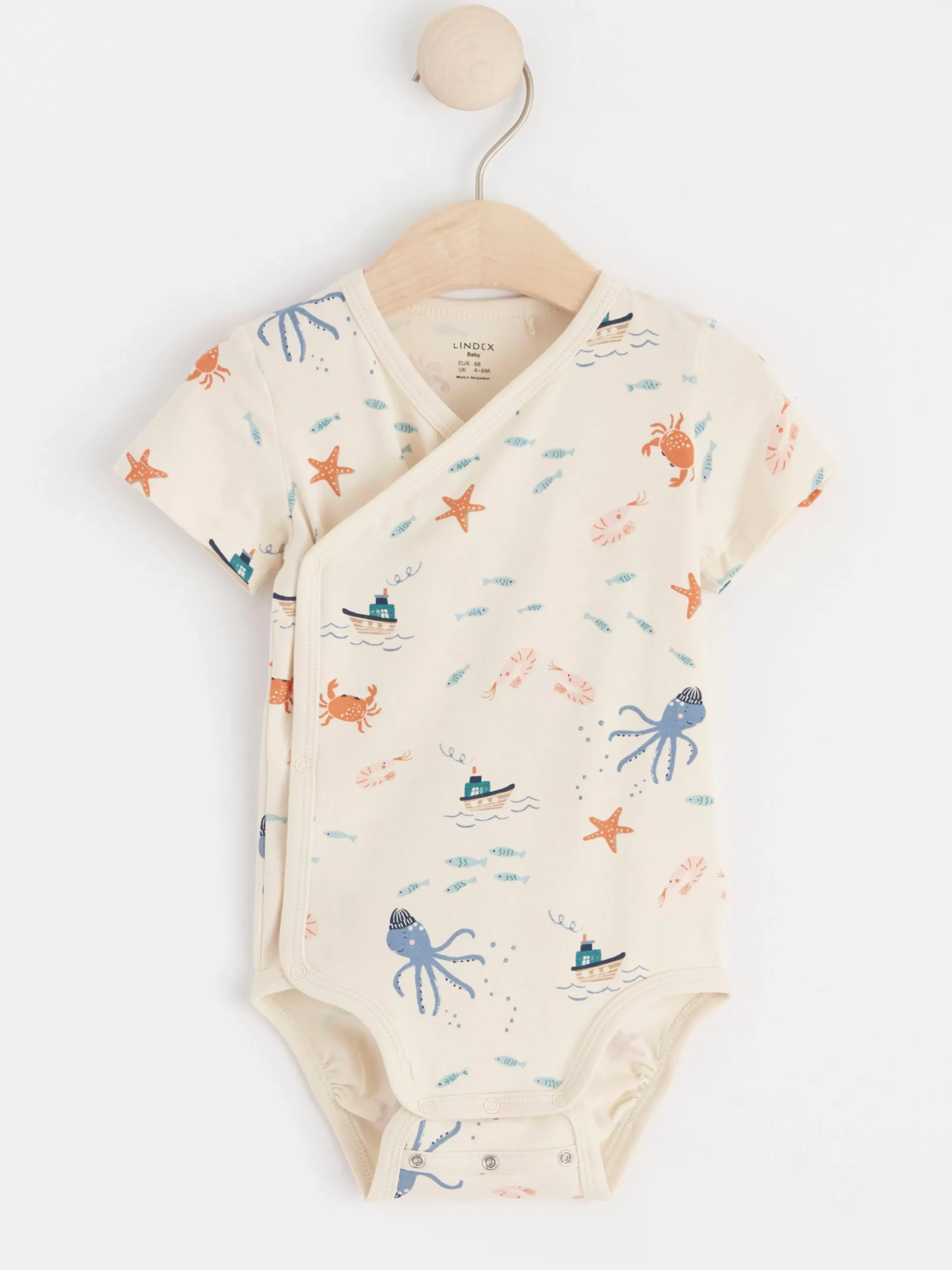 Bodies>Lindex Kortarmad Omlottbody Med Havsvarelser Light Beige