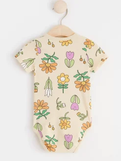 Bodies>Lindex Kortarmad Omlottbody Med Blommor Light Yellow