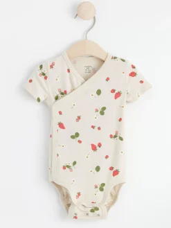 Bodies>Lindex Kortarmad Omlottbody Med Jordgubbar Light Beige