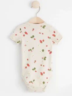 Bodies>Lindex Kortarmad Omlottbody Med Jordgubbar Light Beige