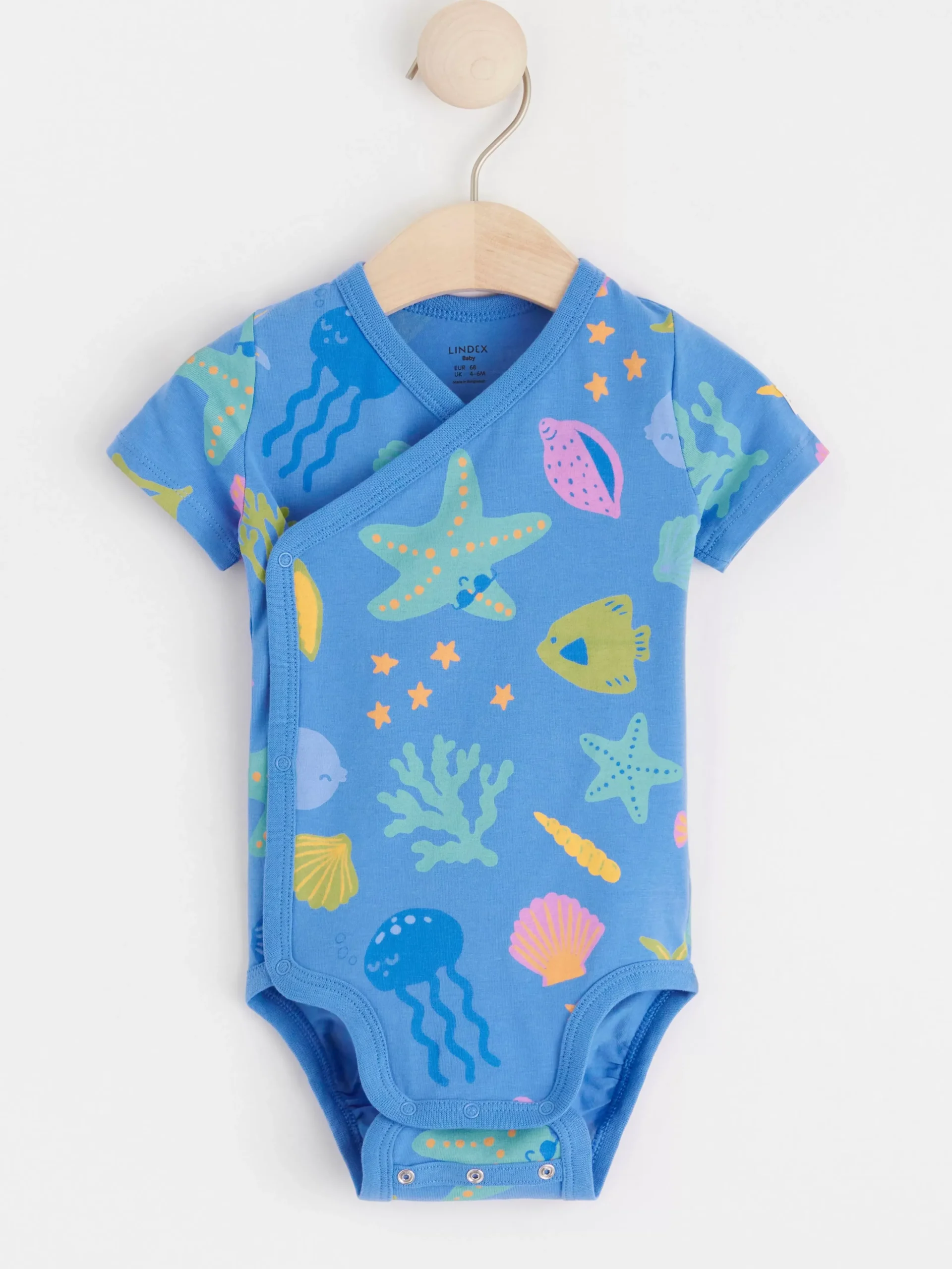 Bodies>Lindex Kortarmad Omlottbody Med Havsdjur Blue