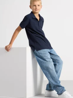 Toppar & T-Shirts>Lindex Kortarmad Piketroja Dark Navy
