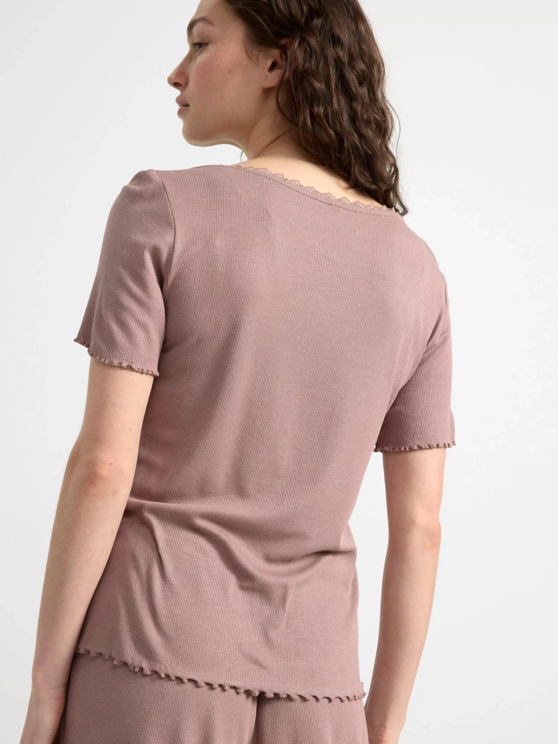 Nattplagg>Lindex Kortarmad Pyjamastopp Dark Dusty Pink