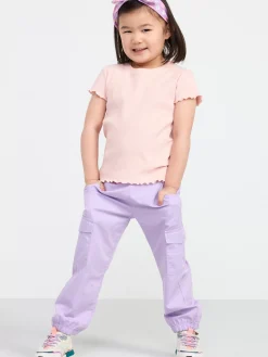 Toppar & T-Shirts>Lindex Kortarmad Ribbad Topp Light Dusty Pink