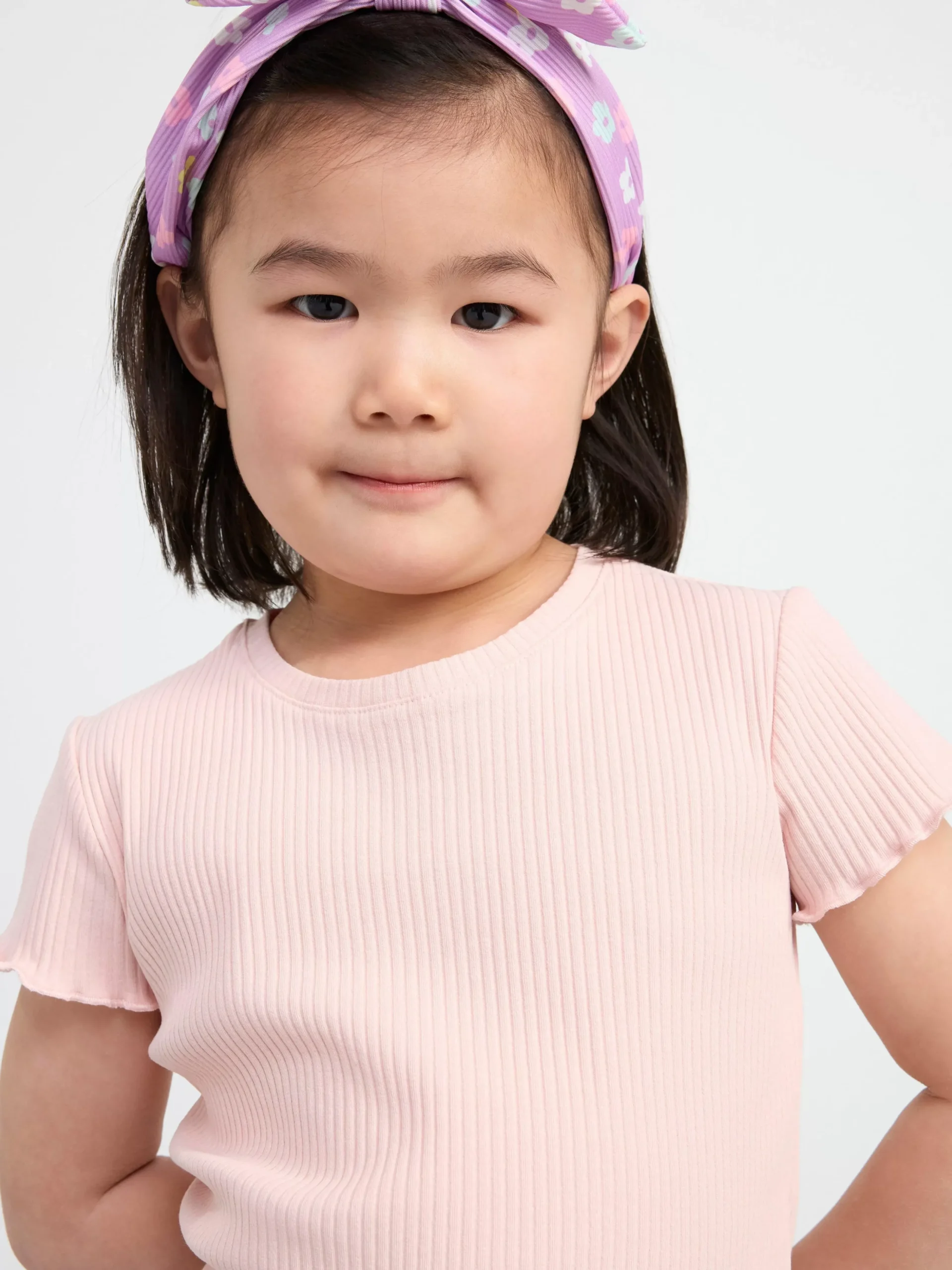 Toppar & T-Shirts>Lindex Kortarmad Ribbad Topp Light Dusty Pink