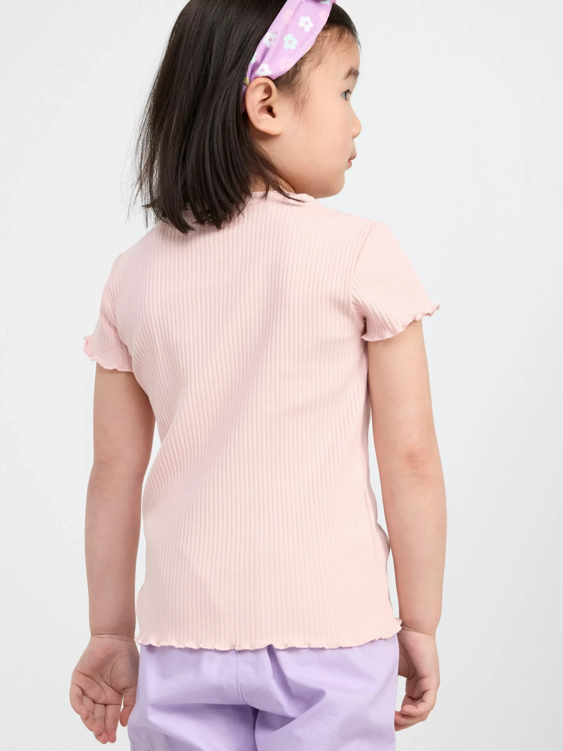 Toppar & T-Shirts>Lindex Kortarmad Ribbad Topp Light Dusty Pink