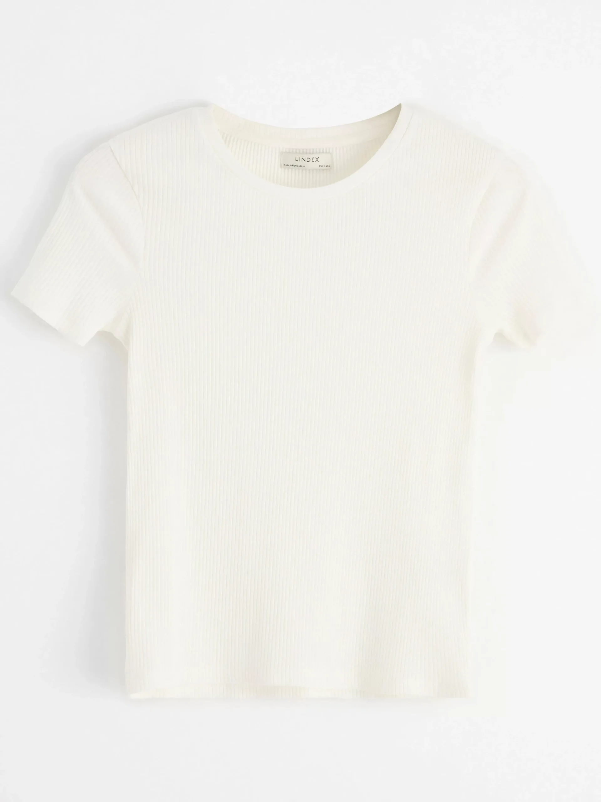 Toppar & T-Shirts>Lindex Kortarmad Ribbad Topp Off White