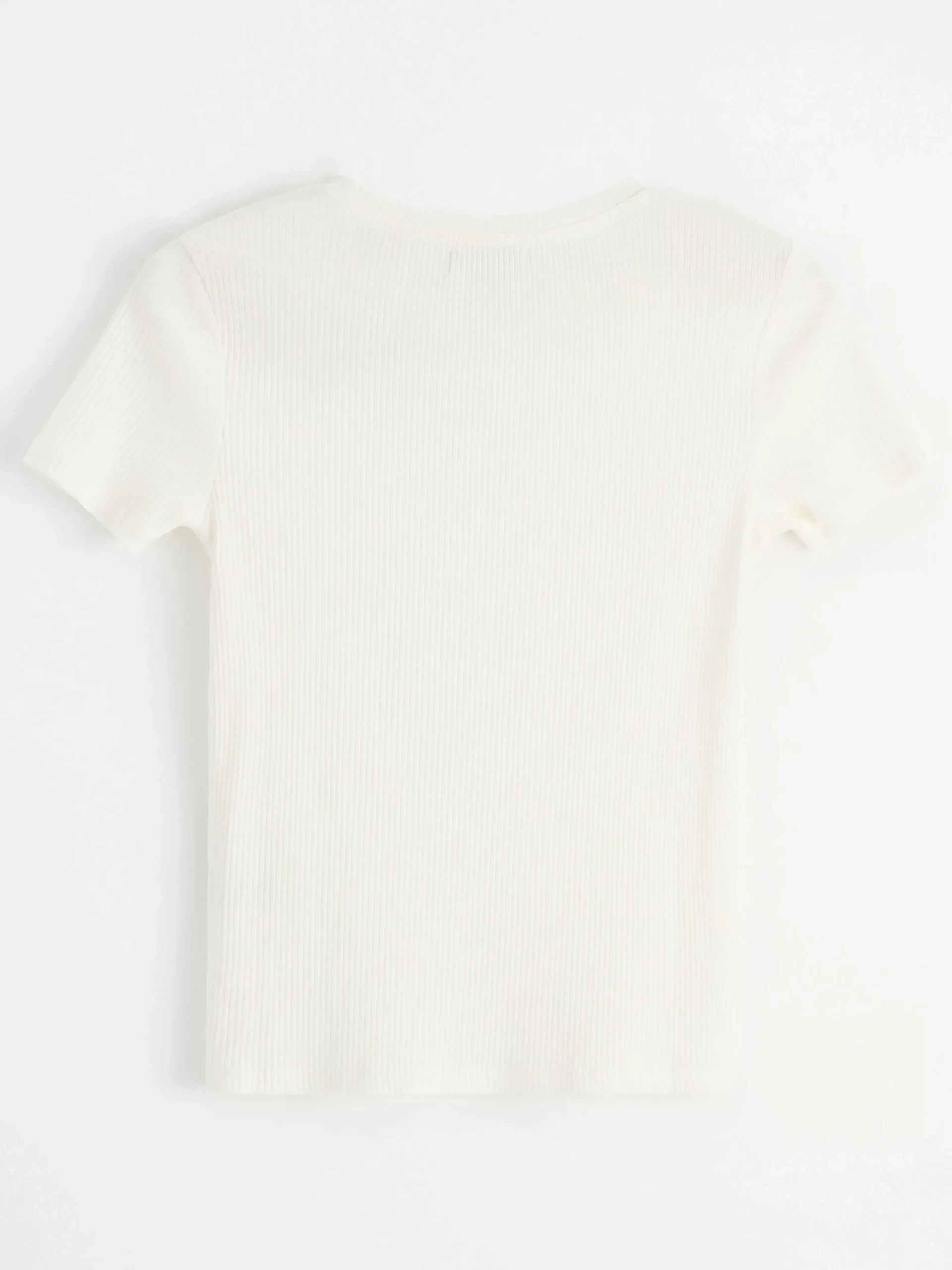 Toppar & T-Shirts>Lindex Kortarmad Ribbad Topp Off White