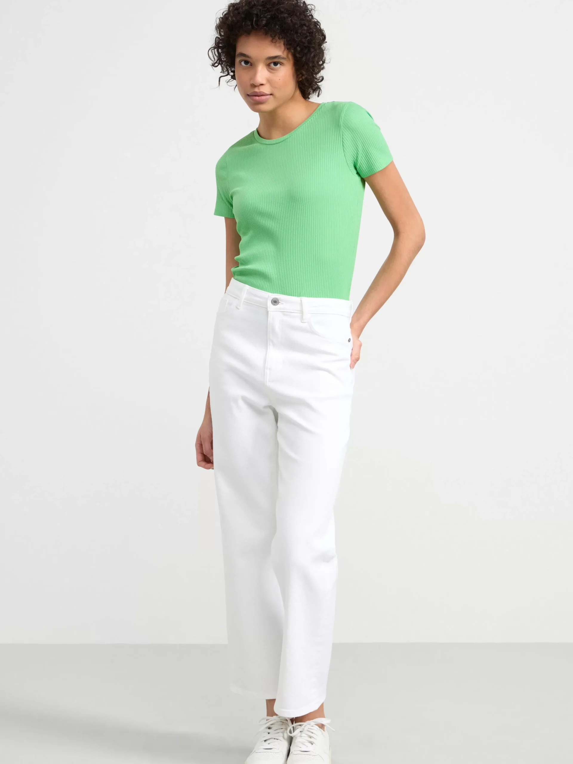 Toppar & T-Shirts>Lindex Kortarmad Ribbad Topp Green