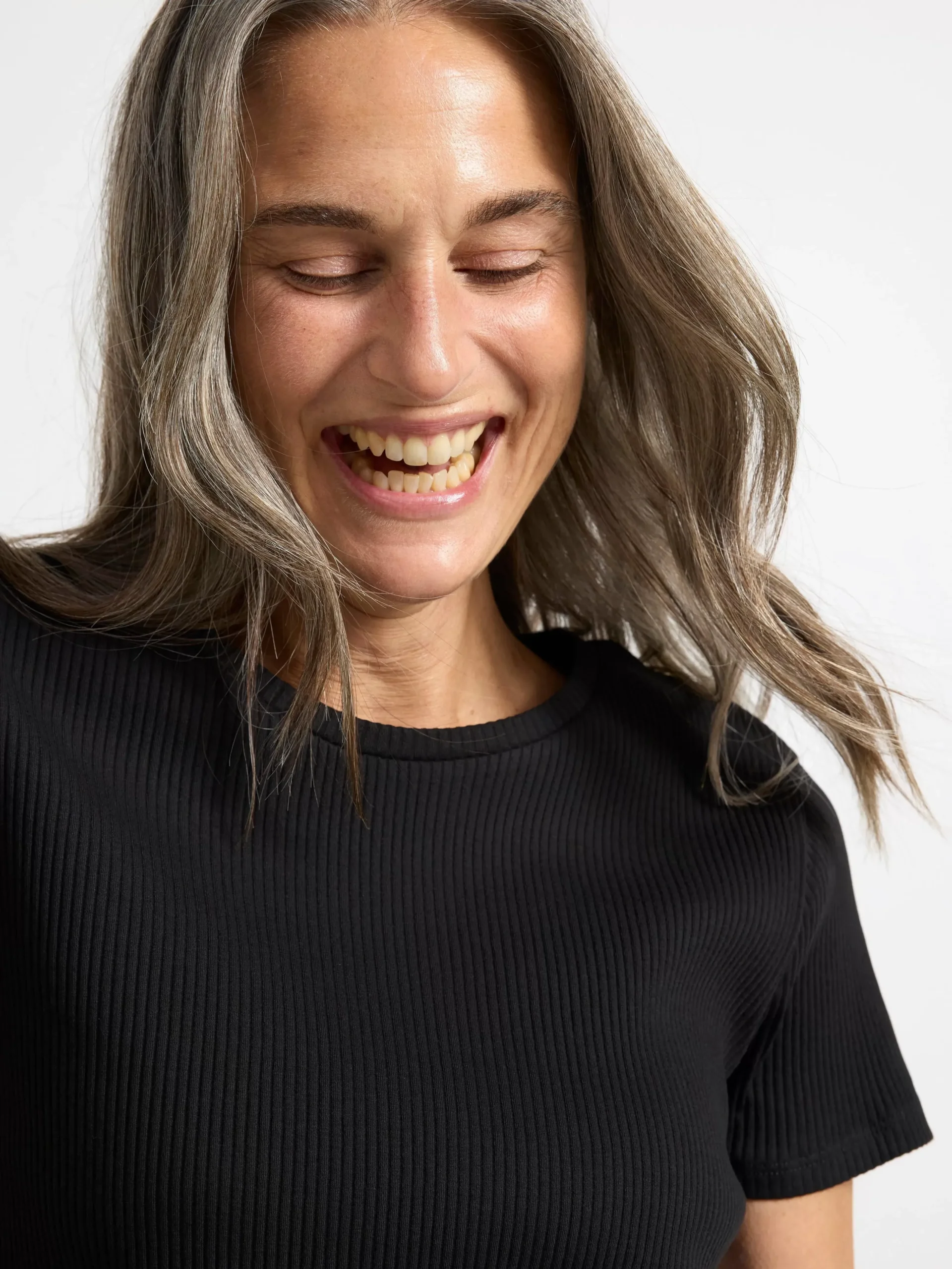 Toppar & T-Shirts>Lindex Kortarmad Ribbad Topp Black