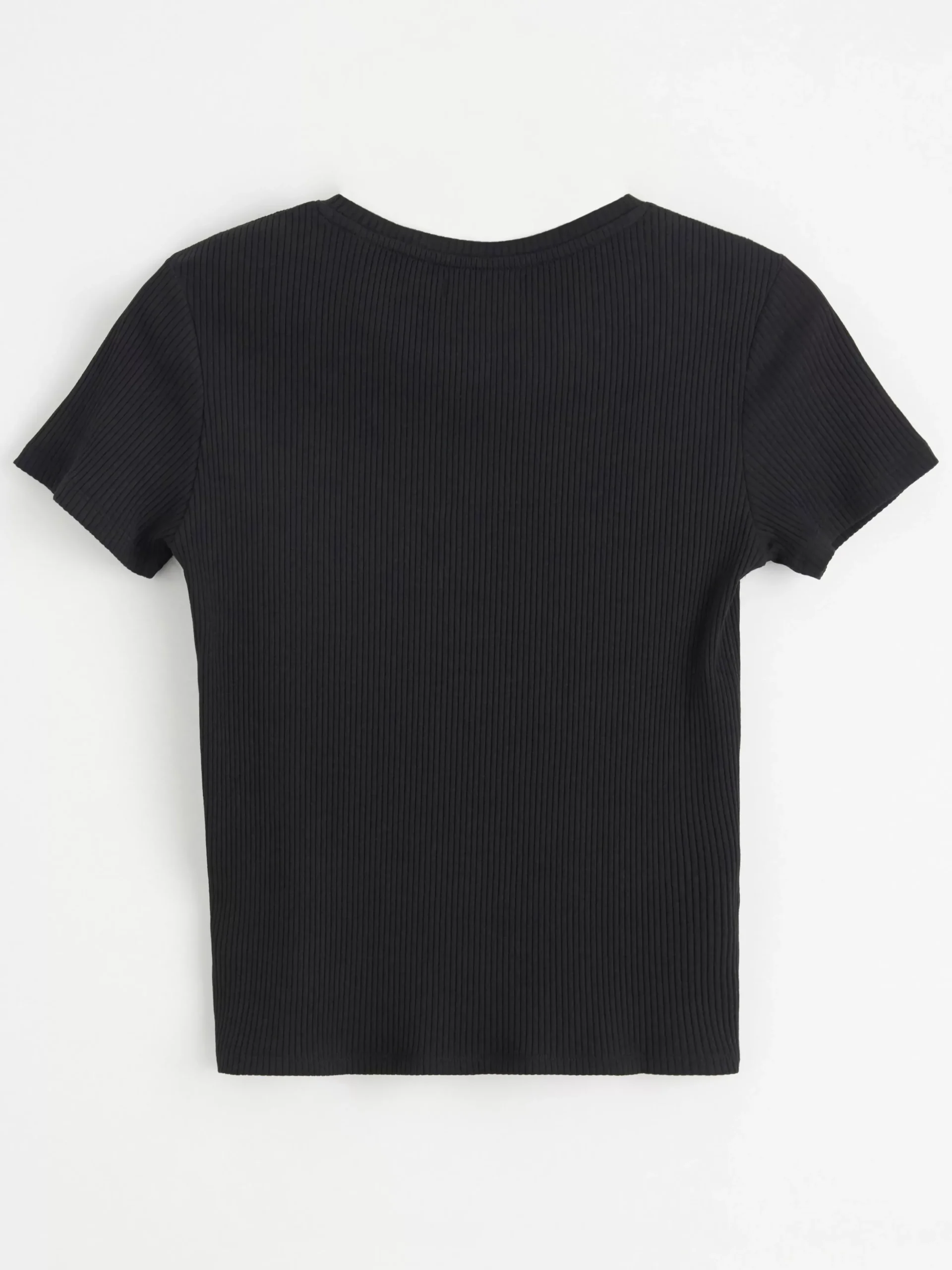 Toppar & T-Shirts>Lindex Kortarmad Ribbad Topp Black