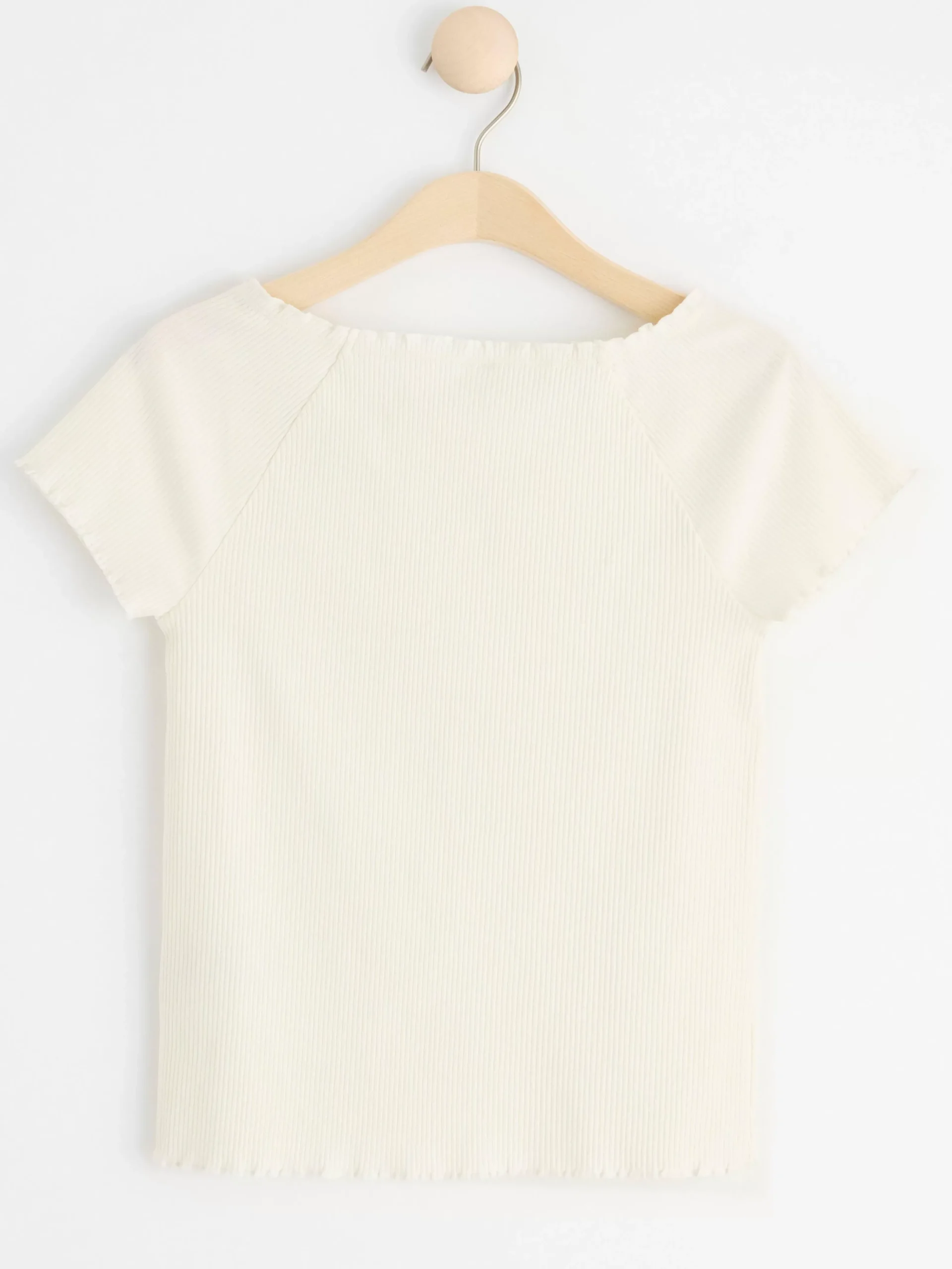 Toppar & T-Shirts>Lindex Kortarmad Ribbad Topp Off White