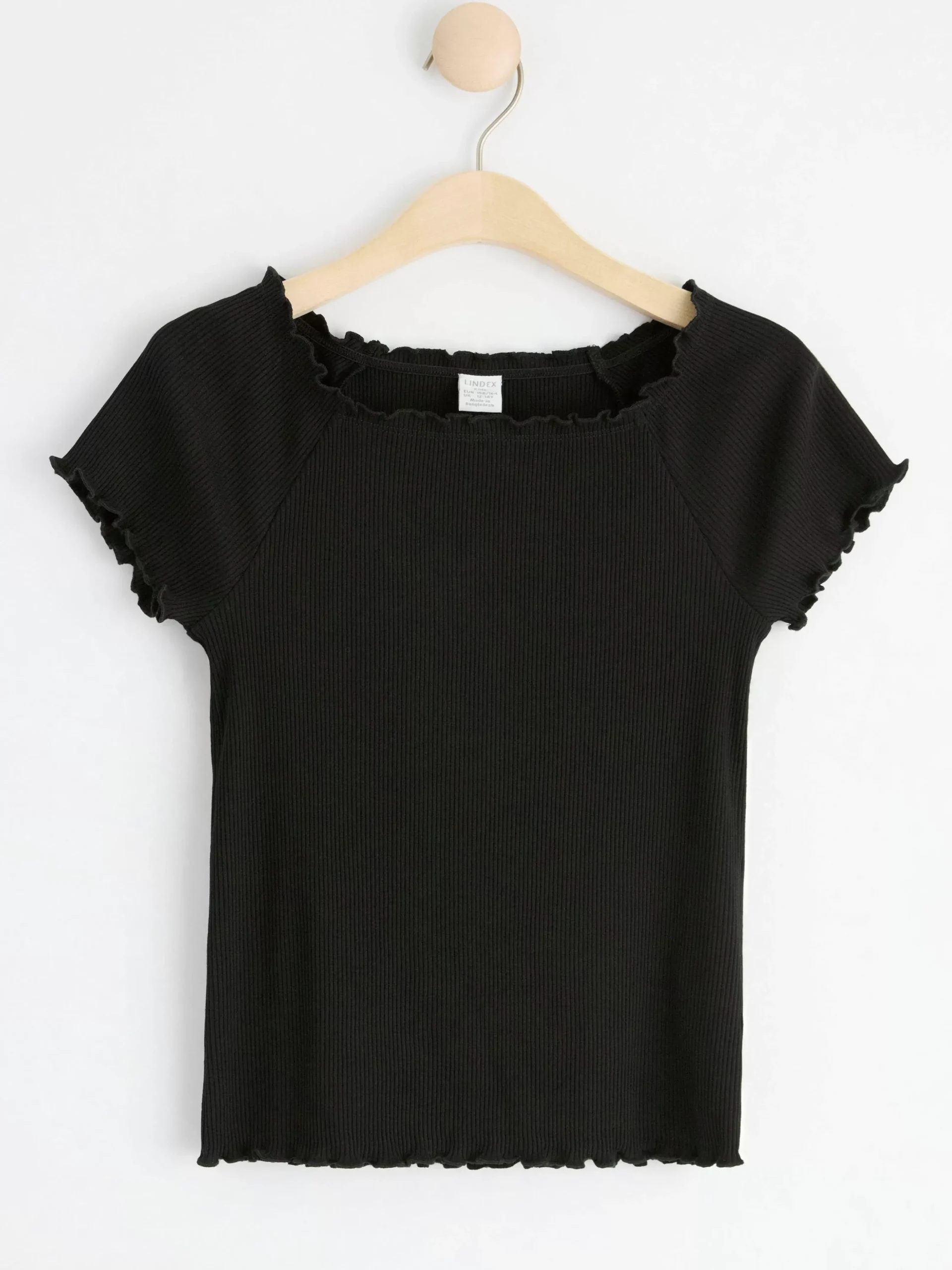 Toppar & T-Shirts>Lindex Kortarmad Ribbad Topp Black