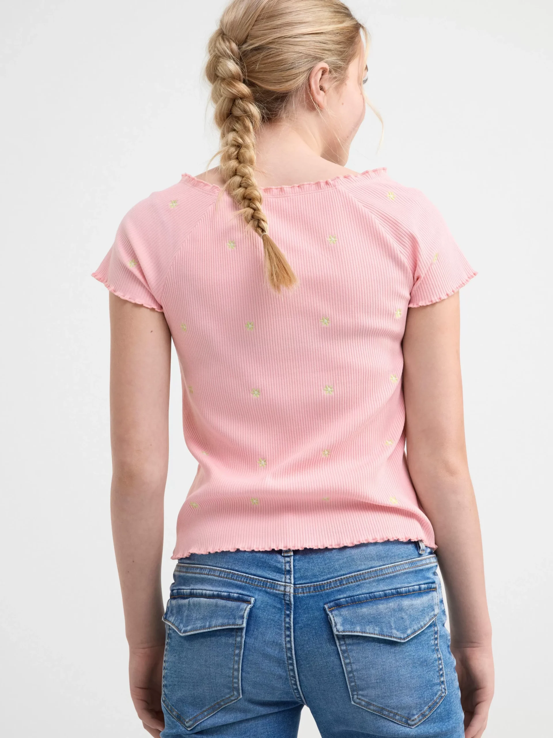 Toppar & T-Shirts>Lindex Kortarmad Ribbad Topp Light Pink