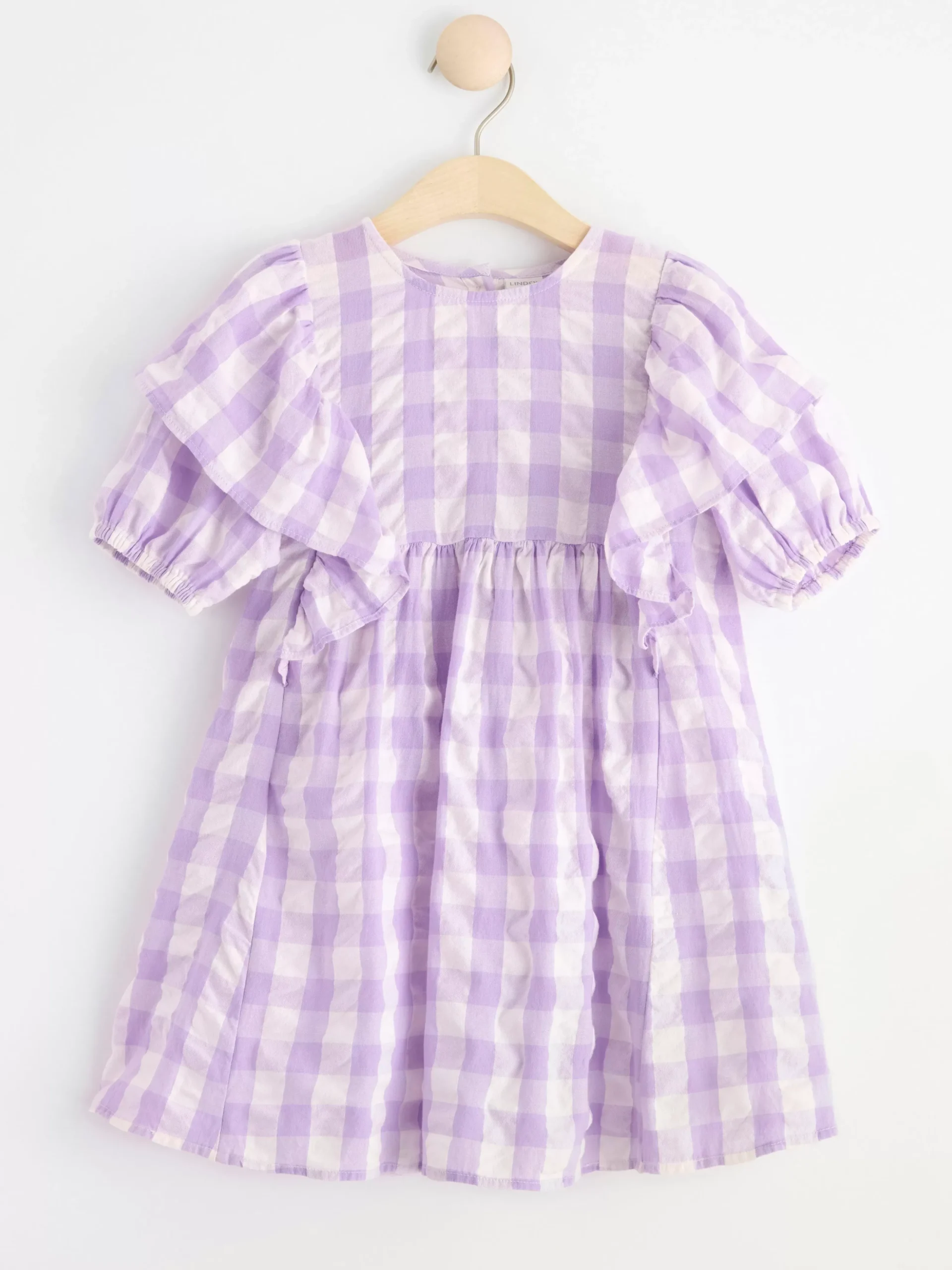 Klänningar>Lindex Kortarmad Rutig Klanning I Backebolja Light Lilac