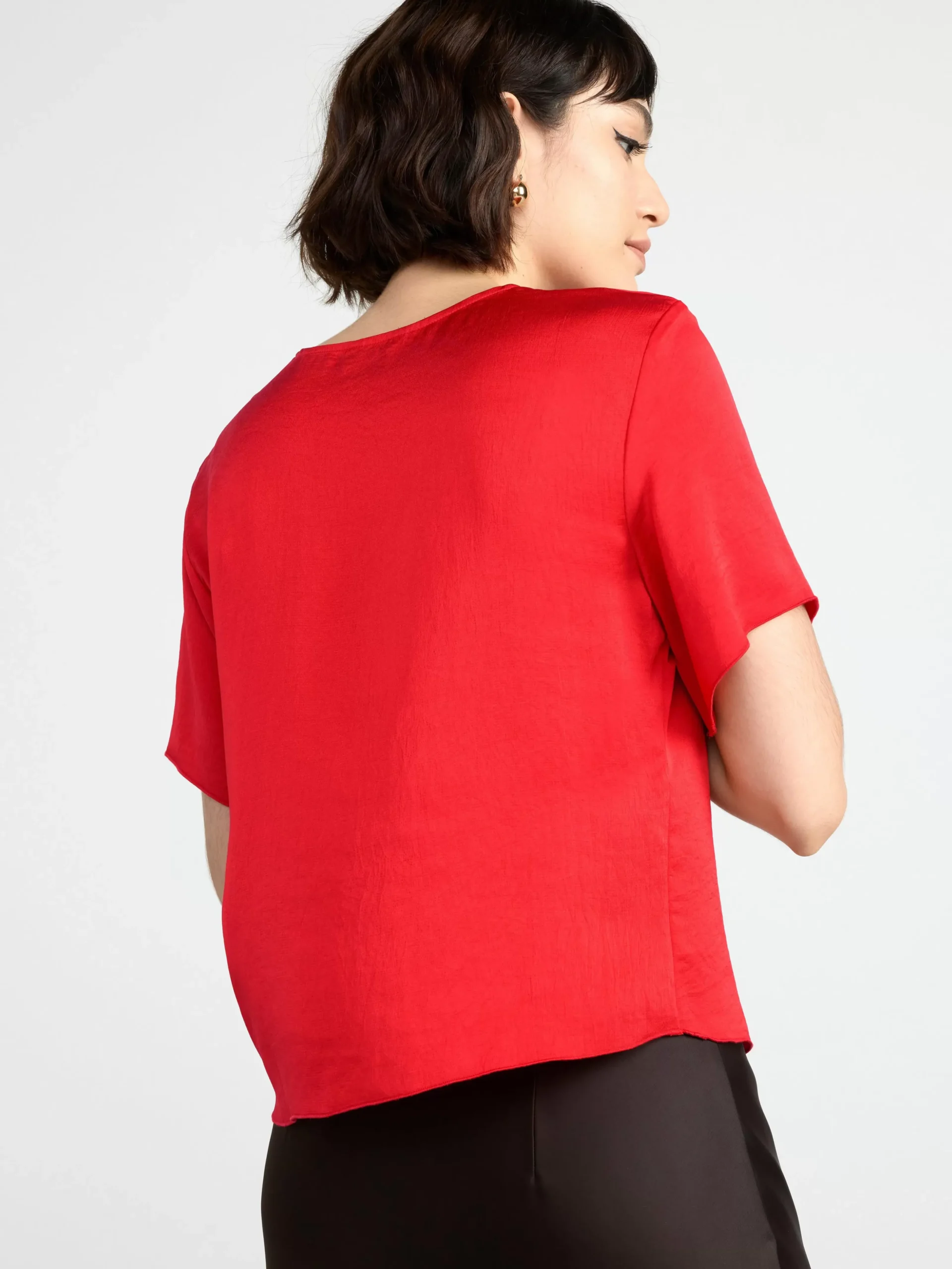 Blusar & Skjortor>Lindex Kortarmad Satinblus Dark Red