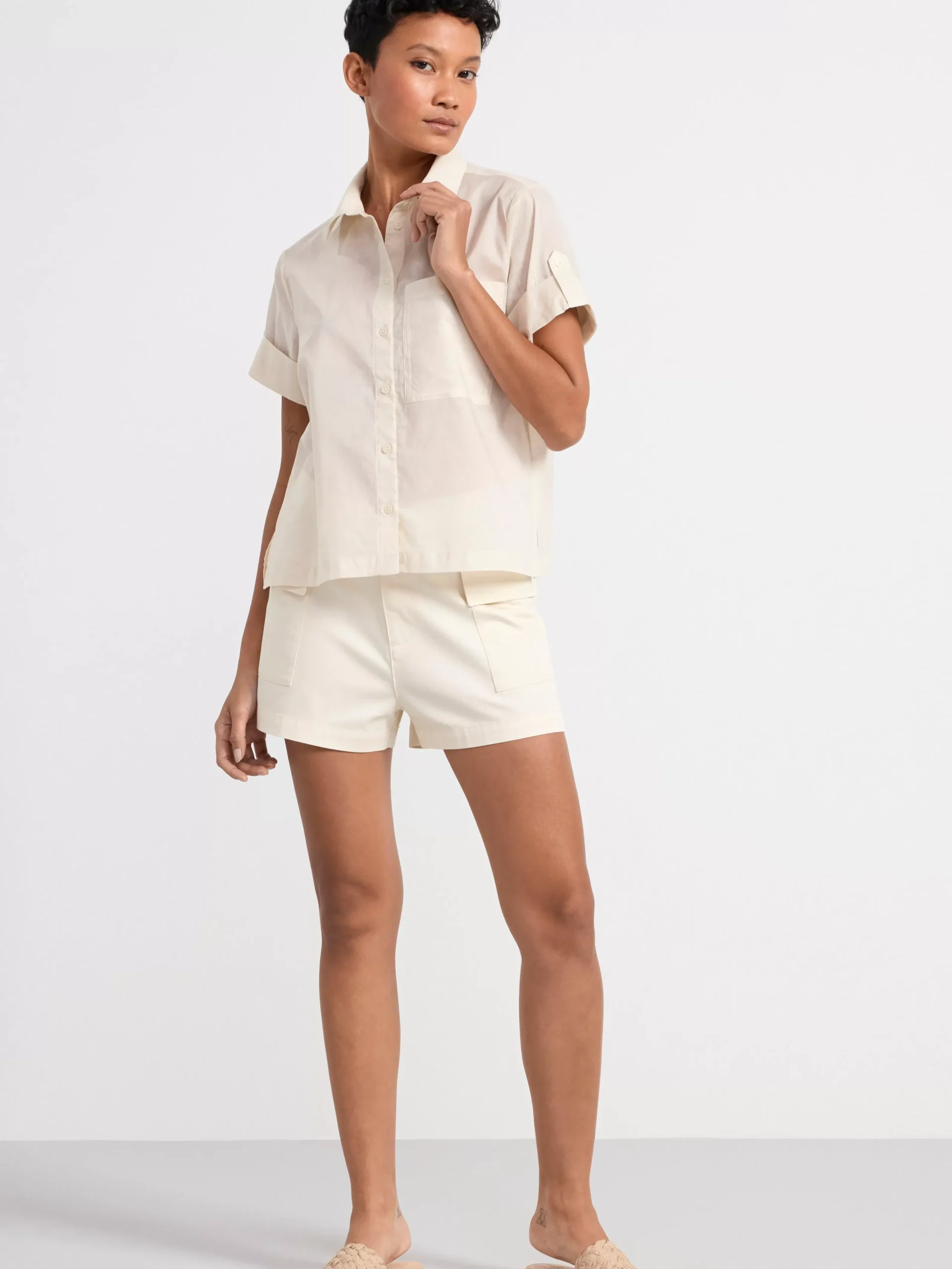 Blusar & Skjortor>Lindex Kortarmad Skjorta Light Beige
