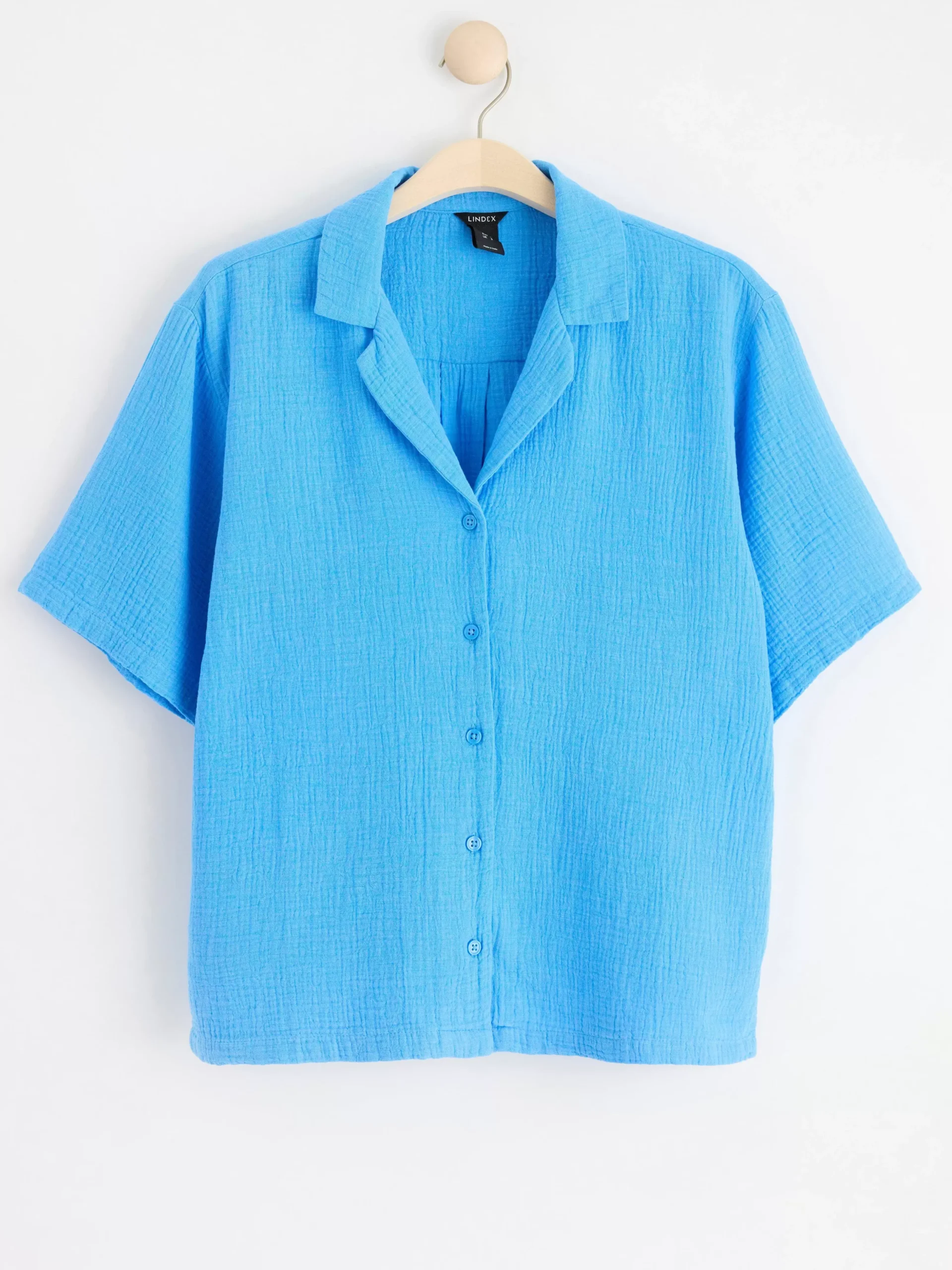 Blusar & Skjortor>Lindex Kortarmad Skjorta I Bomullsvav Light Dusty Blue