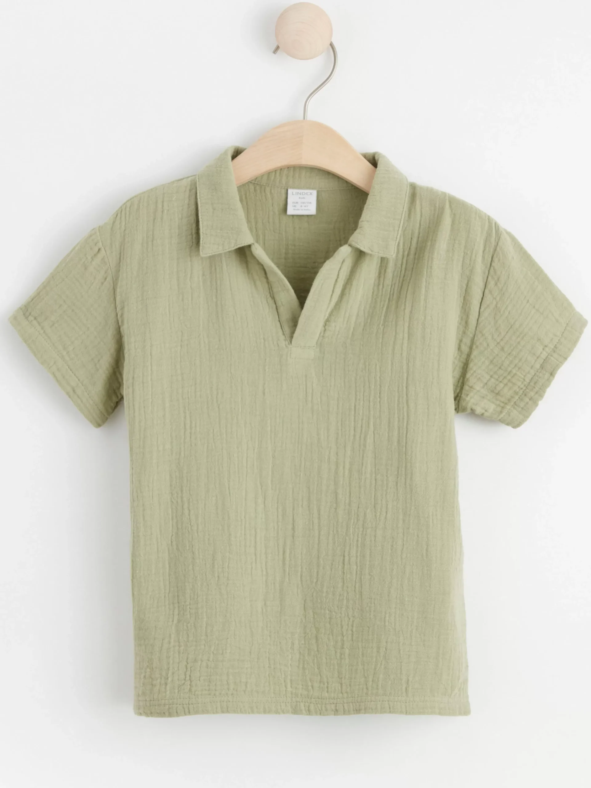 Toppar & T-Shirts>Lindex Kortarmad Skjorta I Krinklad Bomull Dusty Green