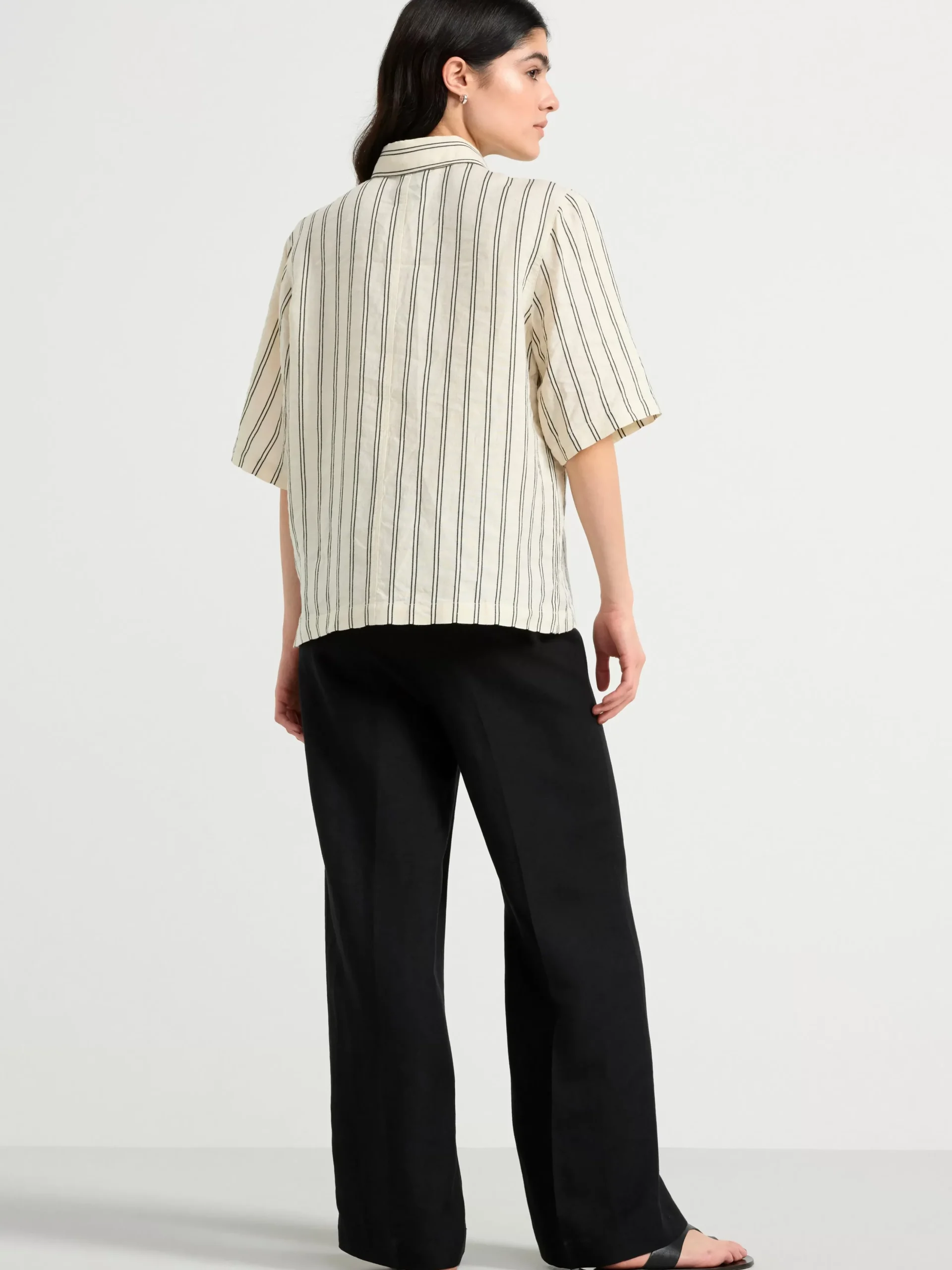 Blusar & Skjortor>Lindex Kortarmad Skjorta I Linne Light Beige