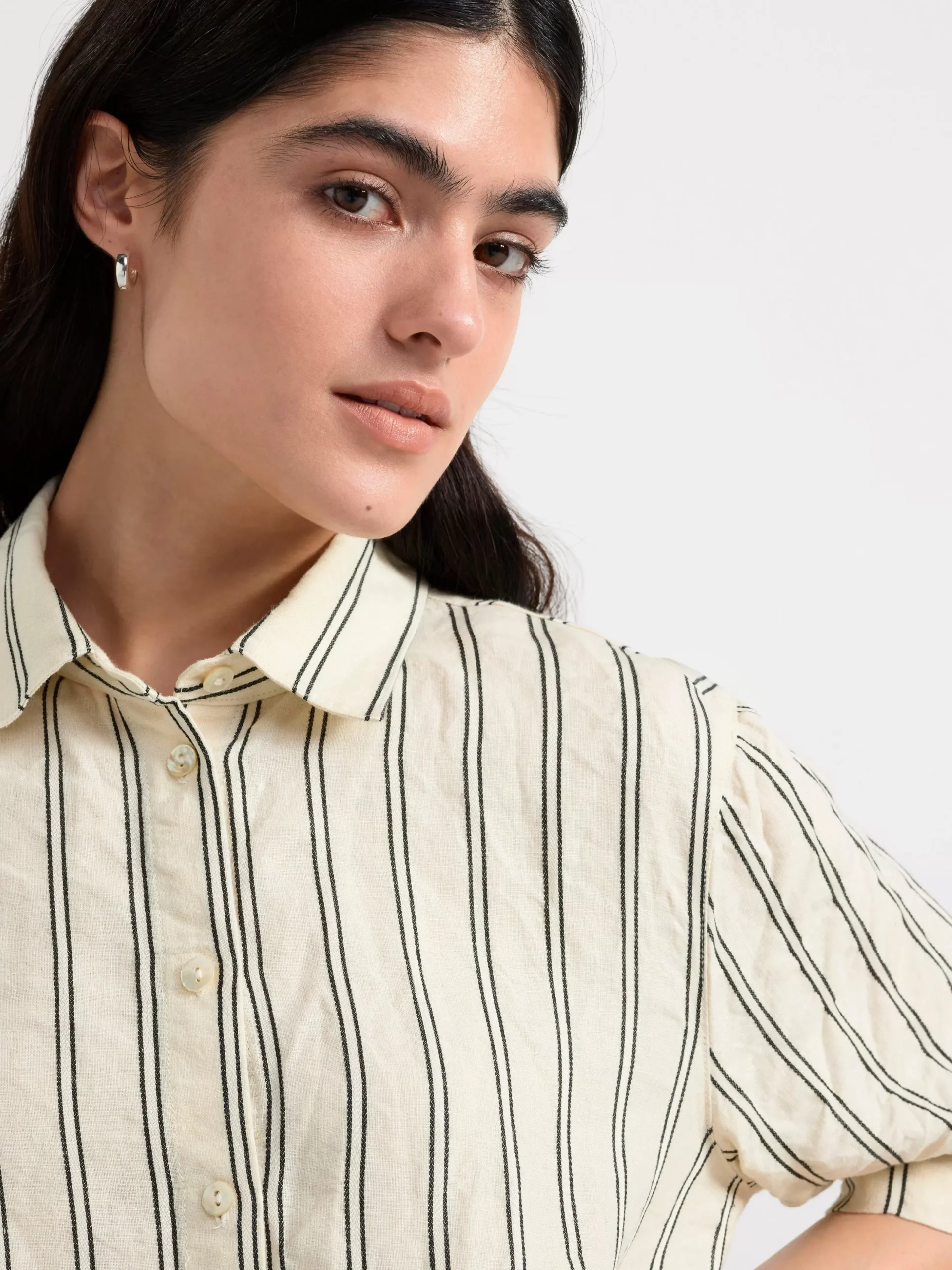 Blusar & Skjortor>Lindex Kortarmad Skjorta I Linne Light Beige