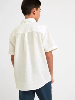 Skjortor & Blusar>Lindex Kortarmad Skjorta I Linneblandning Off White