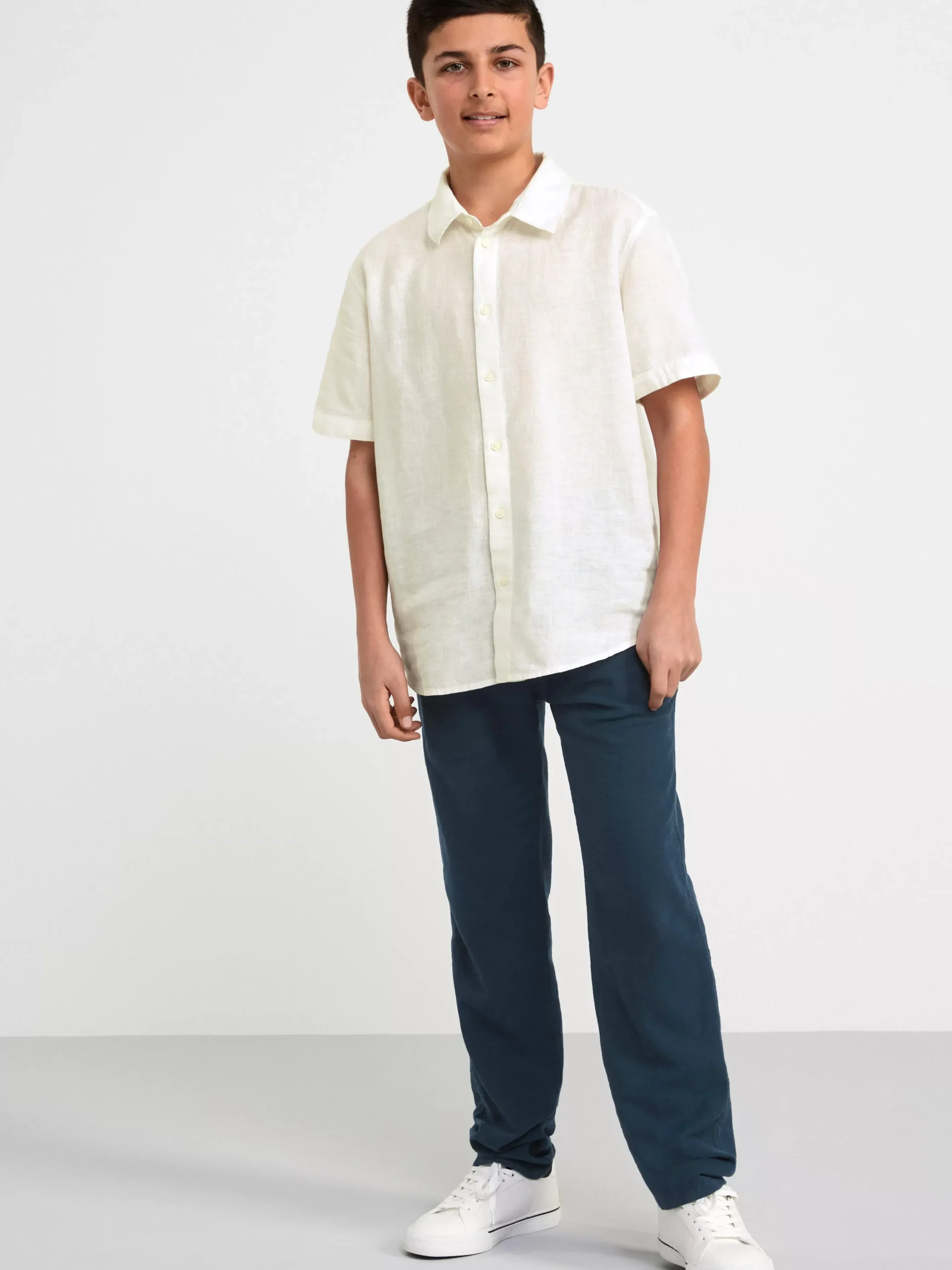 Skjortor & Blusar>Lindex Kortarmad Skjorta I Linneblandning Off White