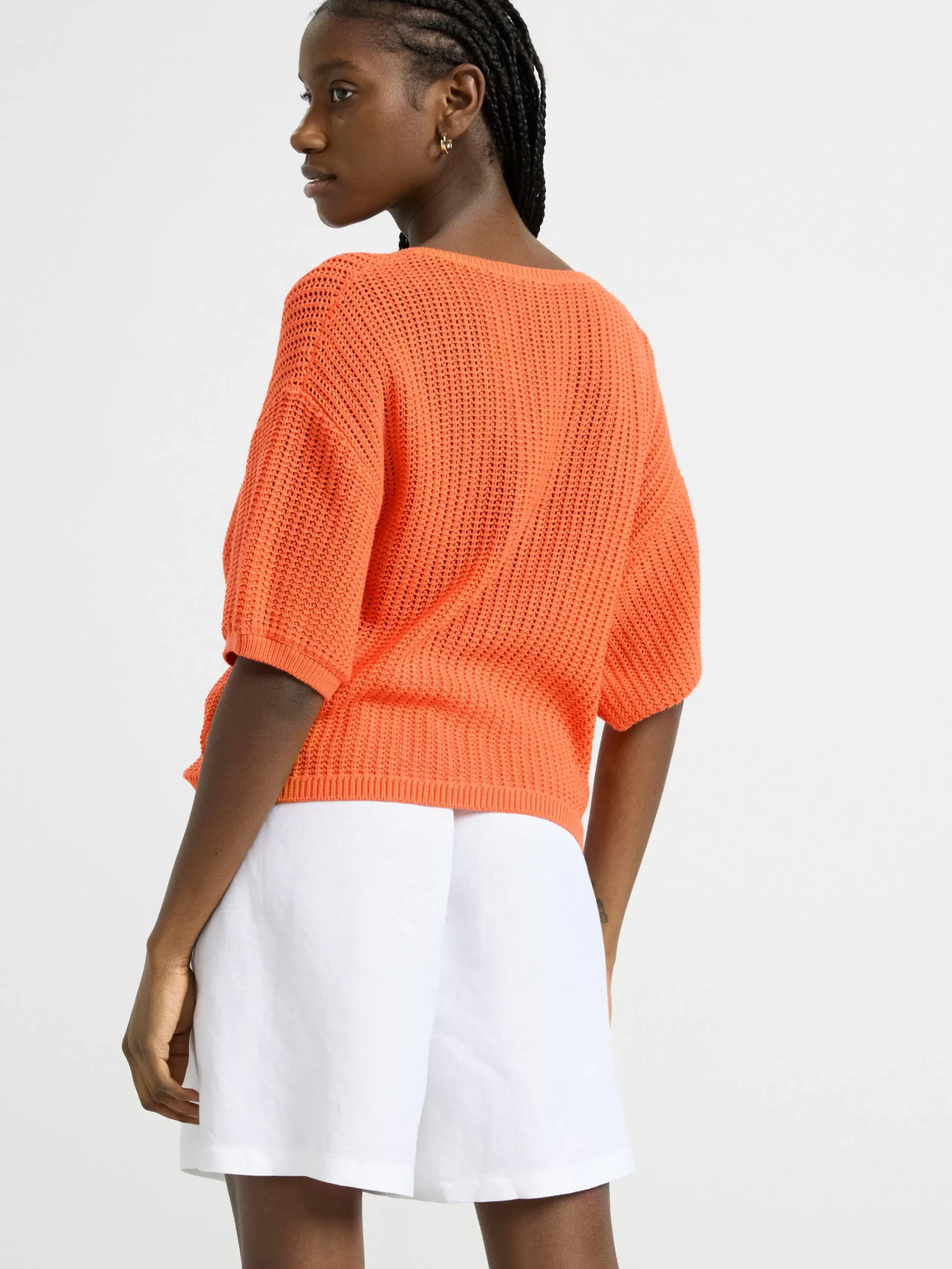 Tröjor & Cardigans>Lindex Kortarmad Stickad Troja Orange
